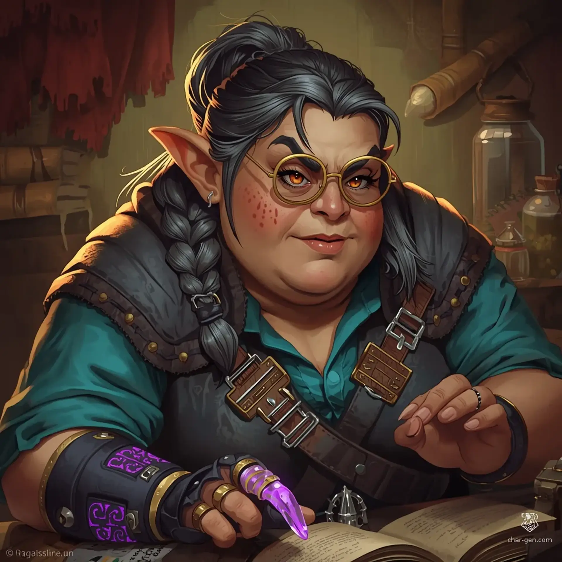 Belindra Penny-Witch Proudfoot - AI-generated fantasy NPC
