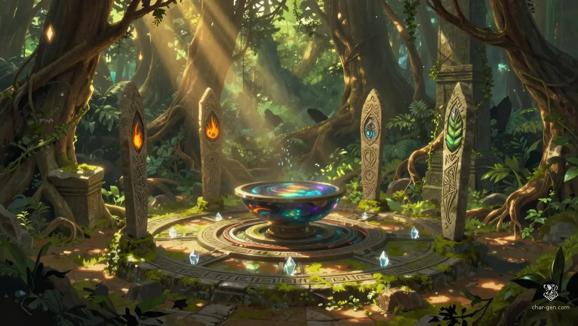 The Rootbound Element Dial - AI-generated fantasy Puzzle