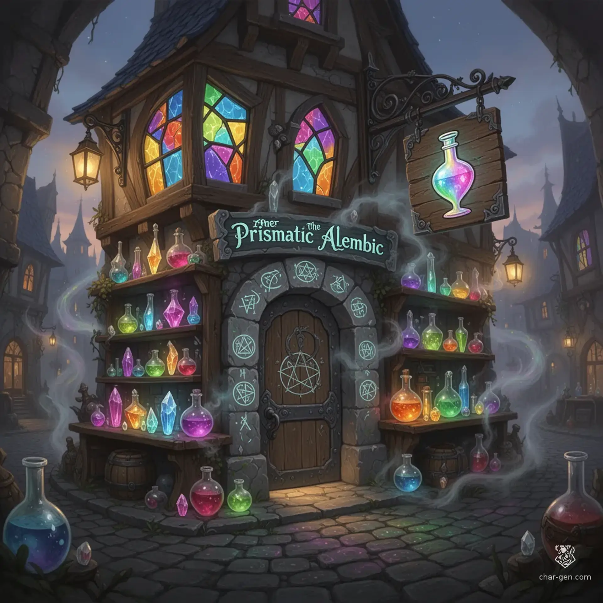 The Prismatic Alembic - AI-generated fantasy Shop