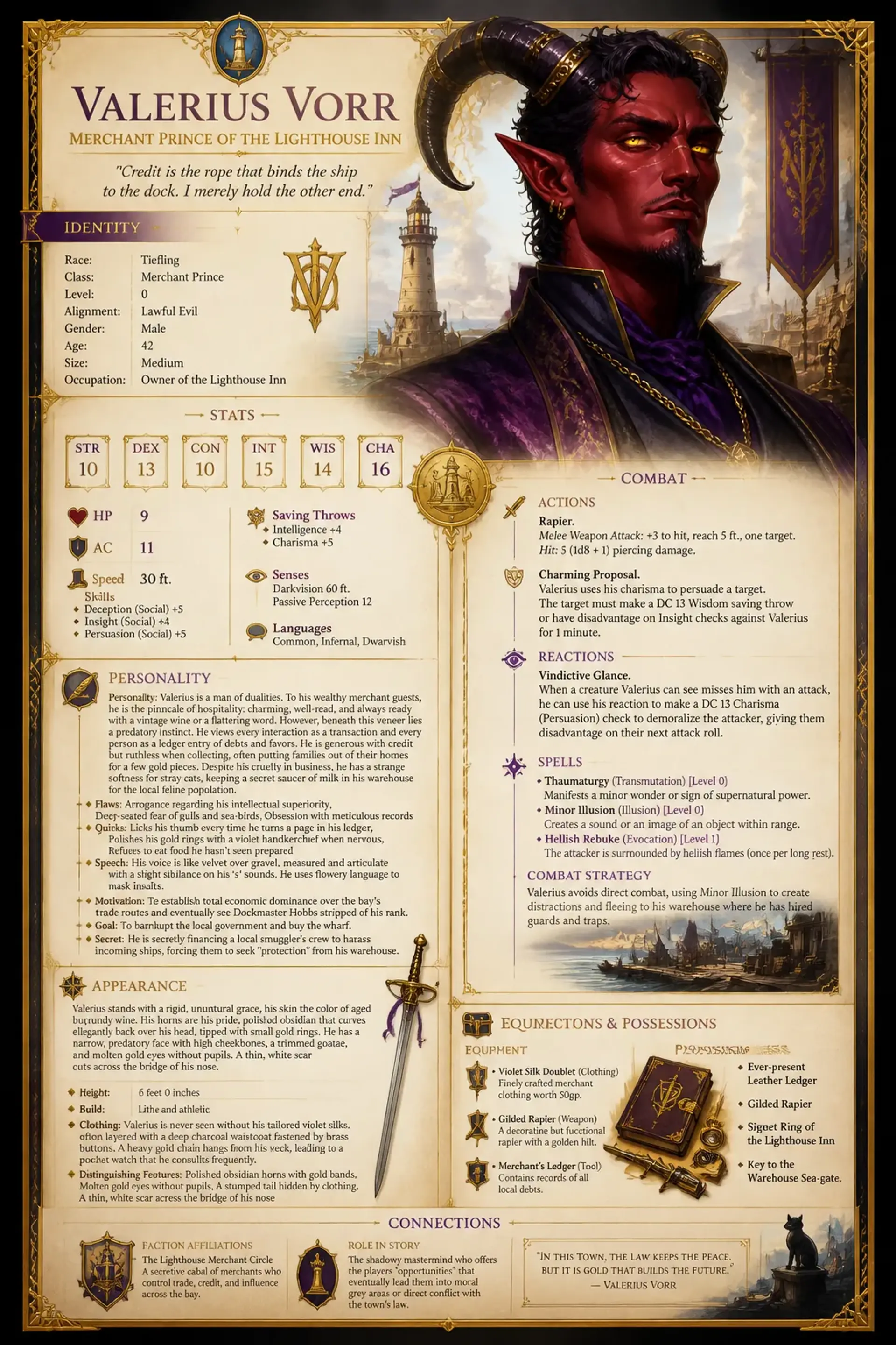 Valerius Vorr - AI-generated fantasy NPC