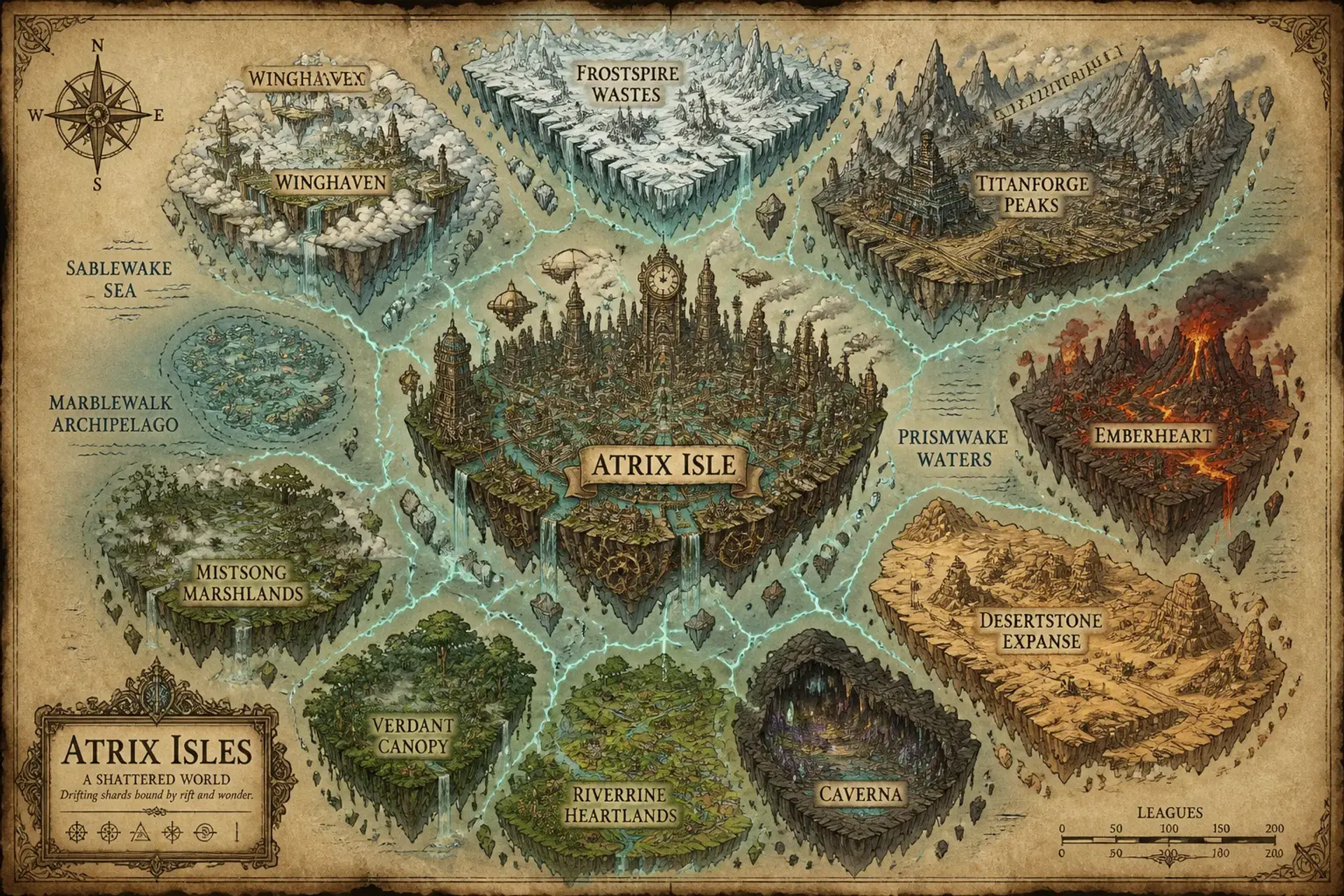 Atrix Isles - AI-generated fantasy World