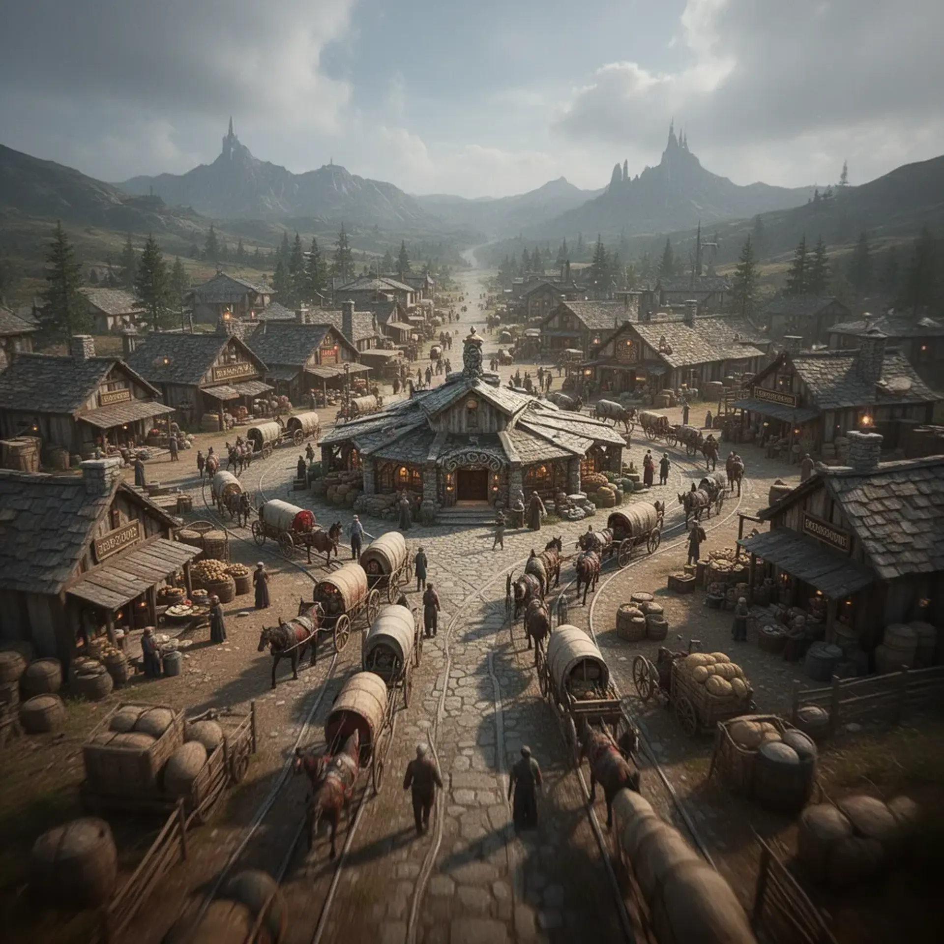 Crossroads Trading Post - AI-generated fantasy Settlement