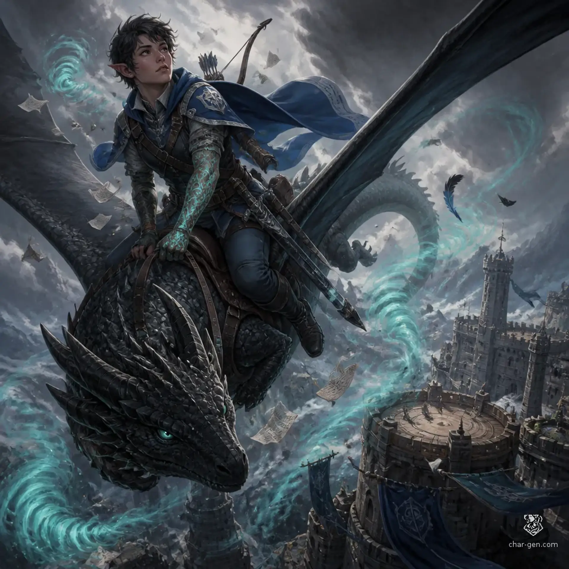 Kyra Middleton, Wind-Signet Dragon Rider Cadet - AI-generated fantasy Monster