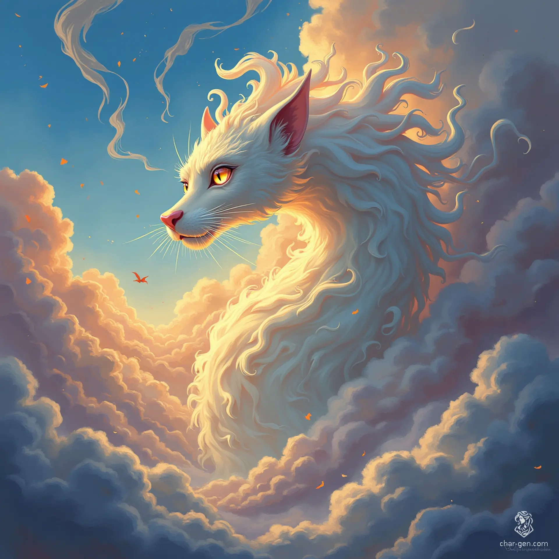 An Air Elemental is a swirling vortex of wind resembling a cloud with a vague hint of a face, embodying the essence of air. This anthropomorphic whirlwind moves with volatile grace, making it a force of nature in any fantasy setting.