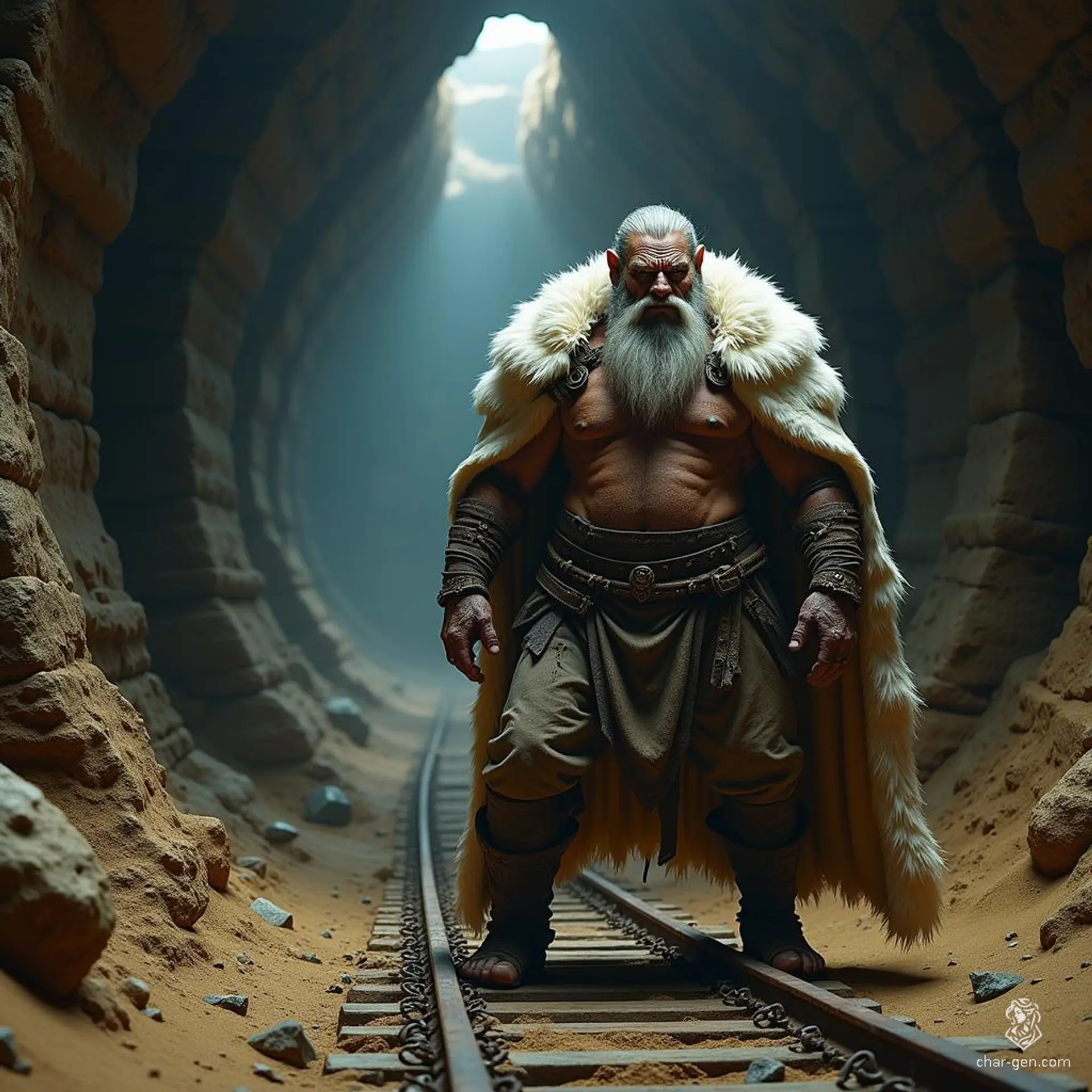 Braxton, an imposing elderly barbarian chief, embodies raw strength and wisdom. His wild, rugged appearance is matched by a fierce spirit. Clad in simple villager attire with a striking white fur cloak, he commands respect and fear in equal measure, ruling his clan with a powerful, unyielding presence.
