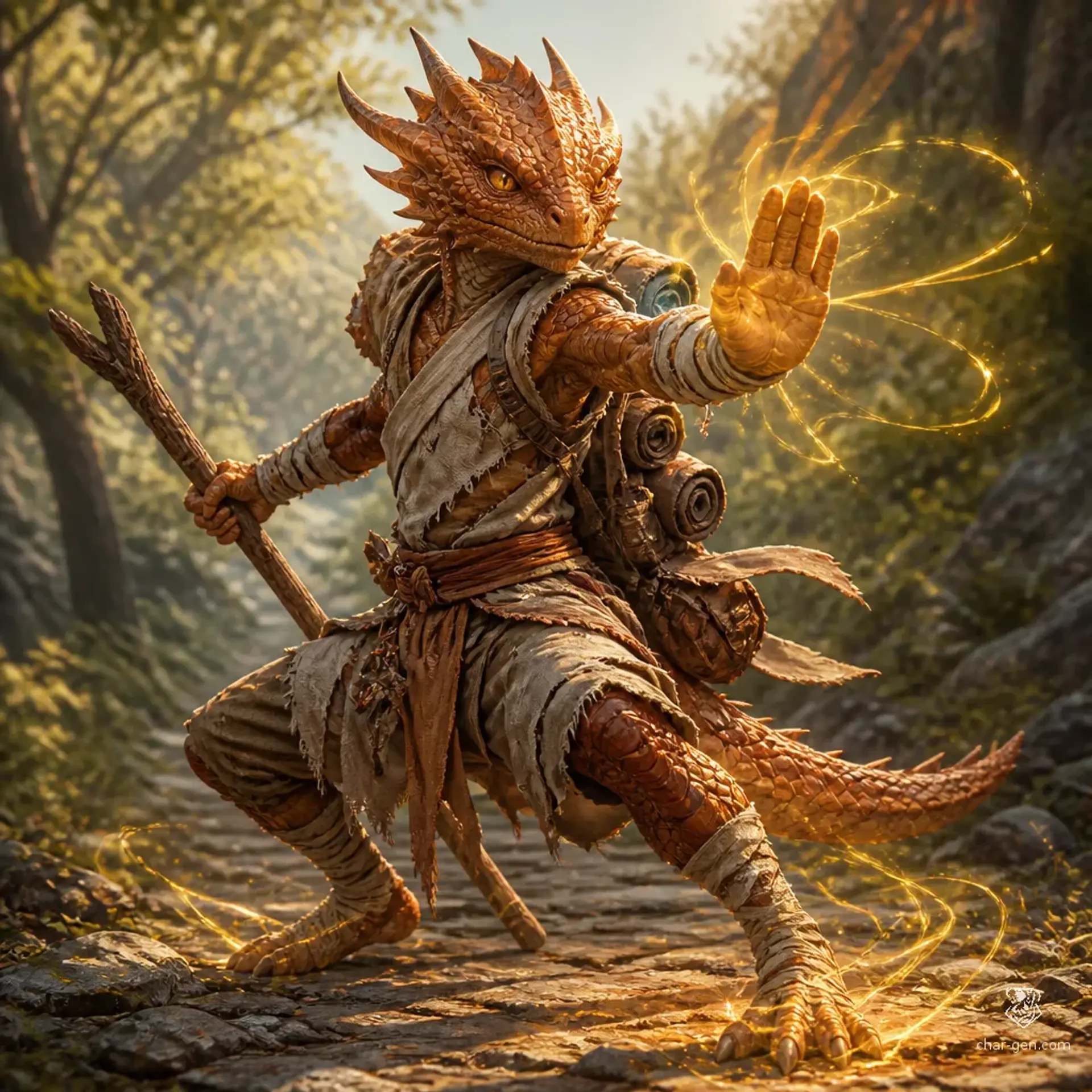 Sszarik Embertrail - AI-generated fantasy Character