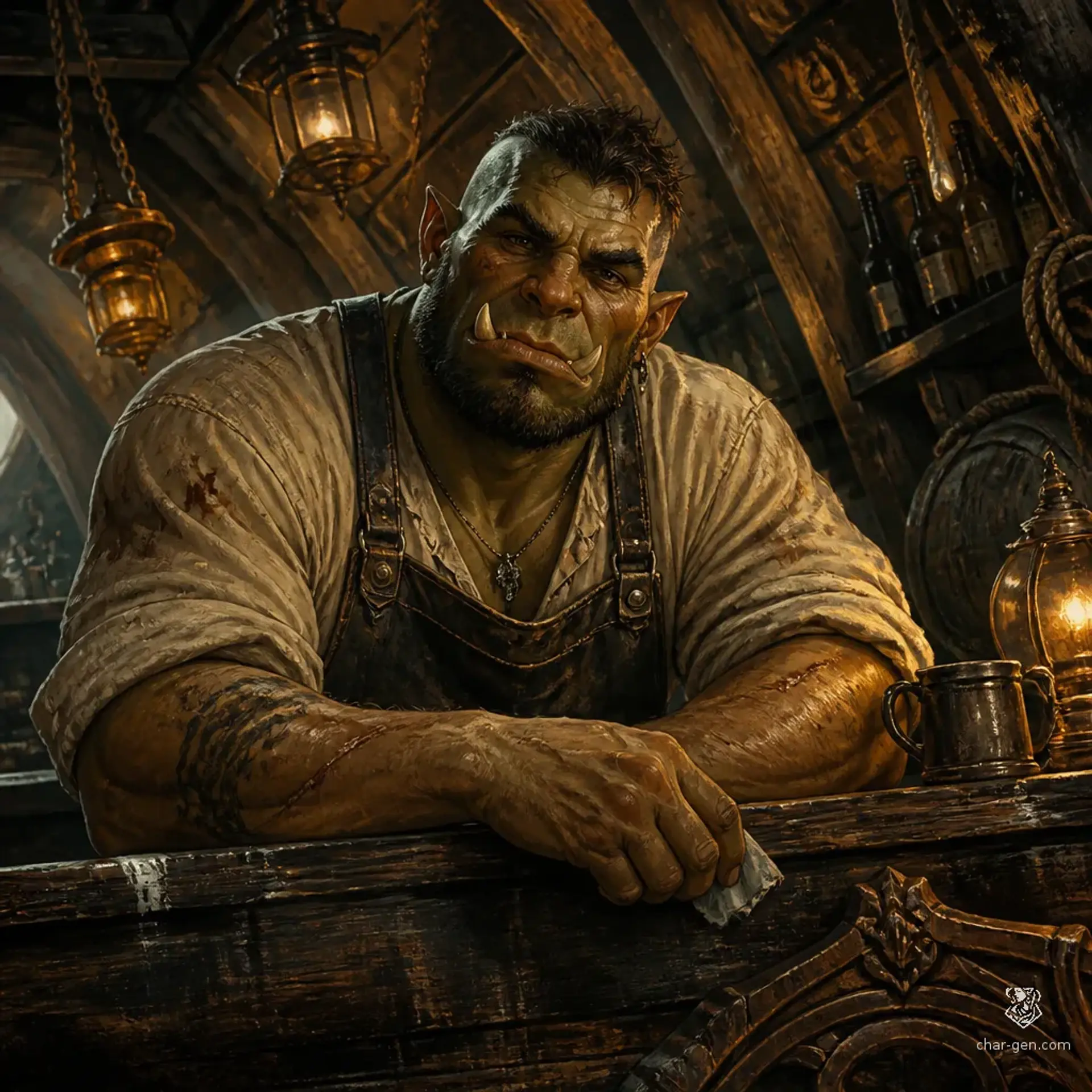 The Tilted Mast Rooming House - AI-generated fantasy Tavern