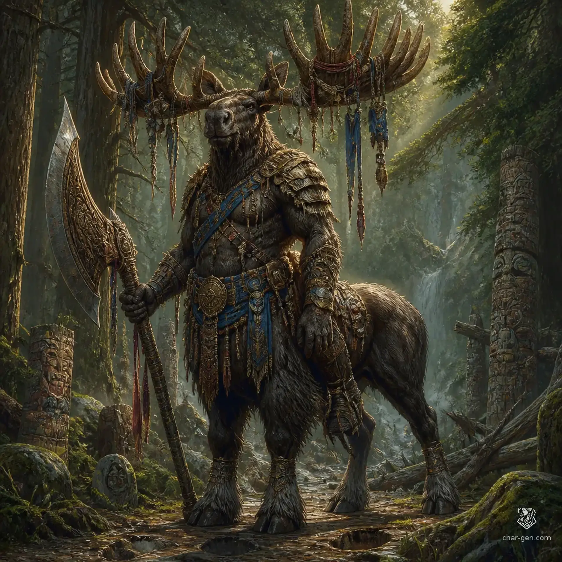 Brawn, Alcetaur Tribal Leader - AI-generated fantasy Monster