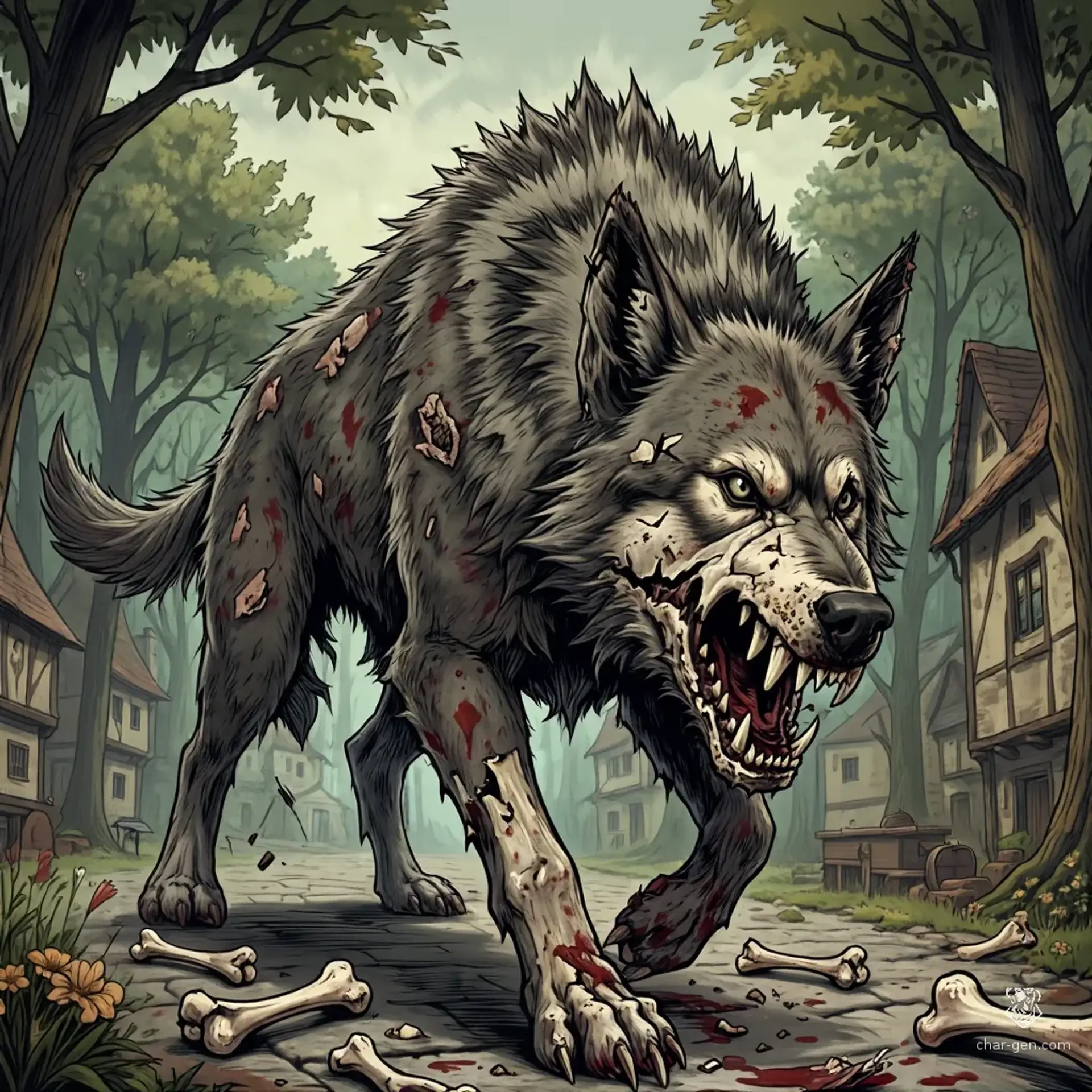 Bone-Gnaw Hound - AI-generated fantasy Monster