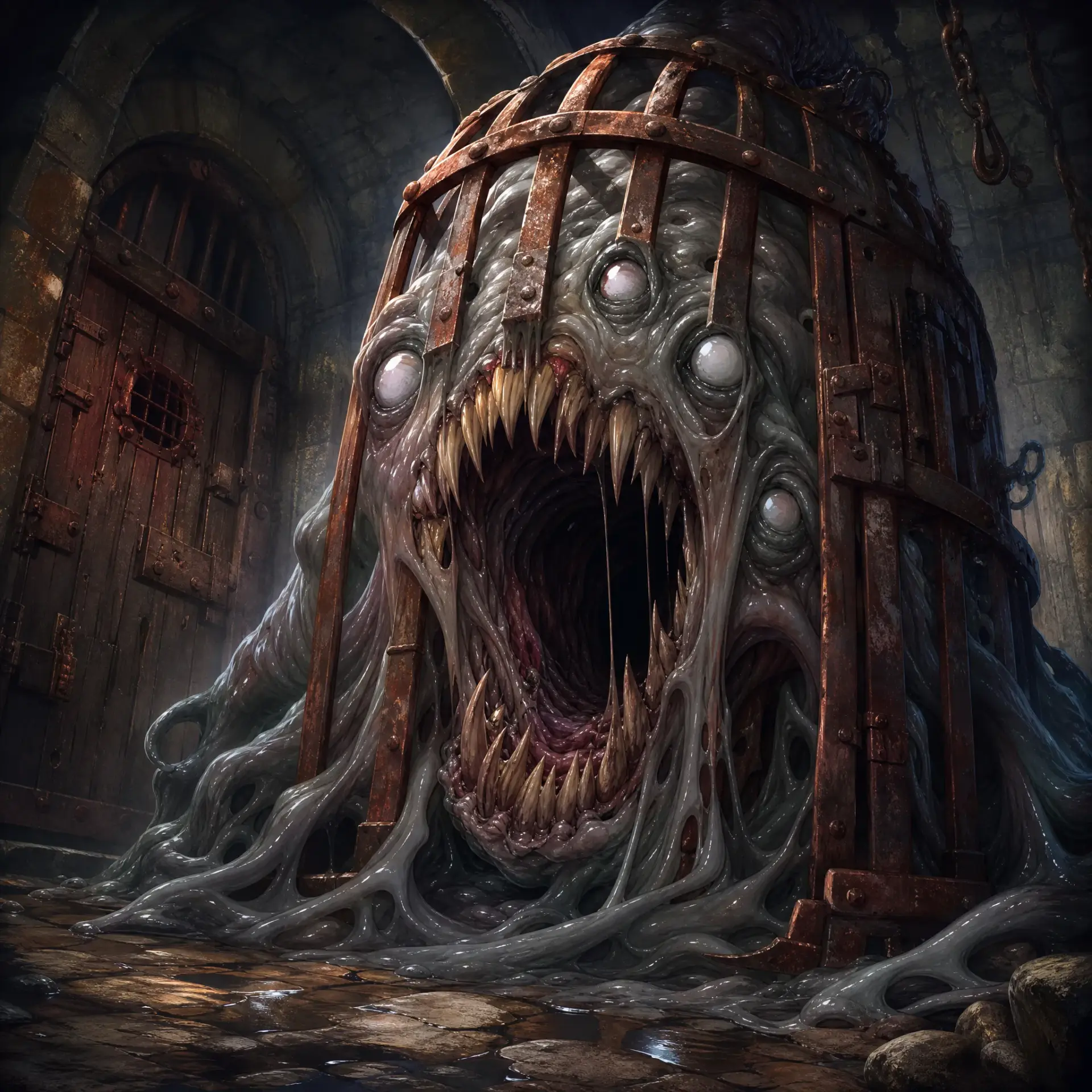 Iron Gaol Mimic - AI-generated fantasy Monster