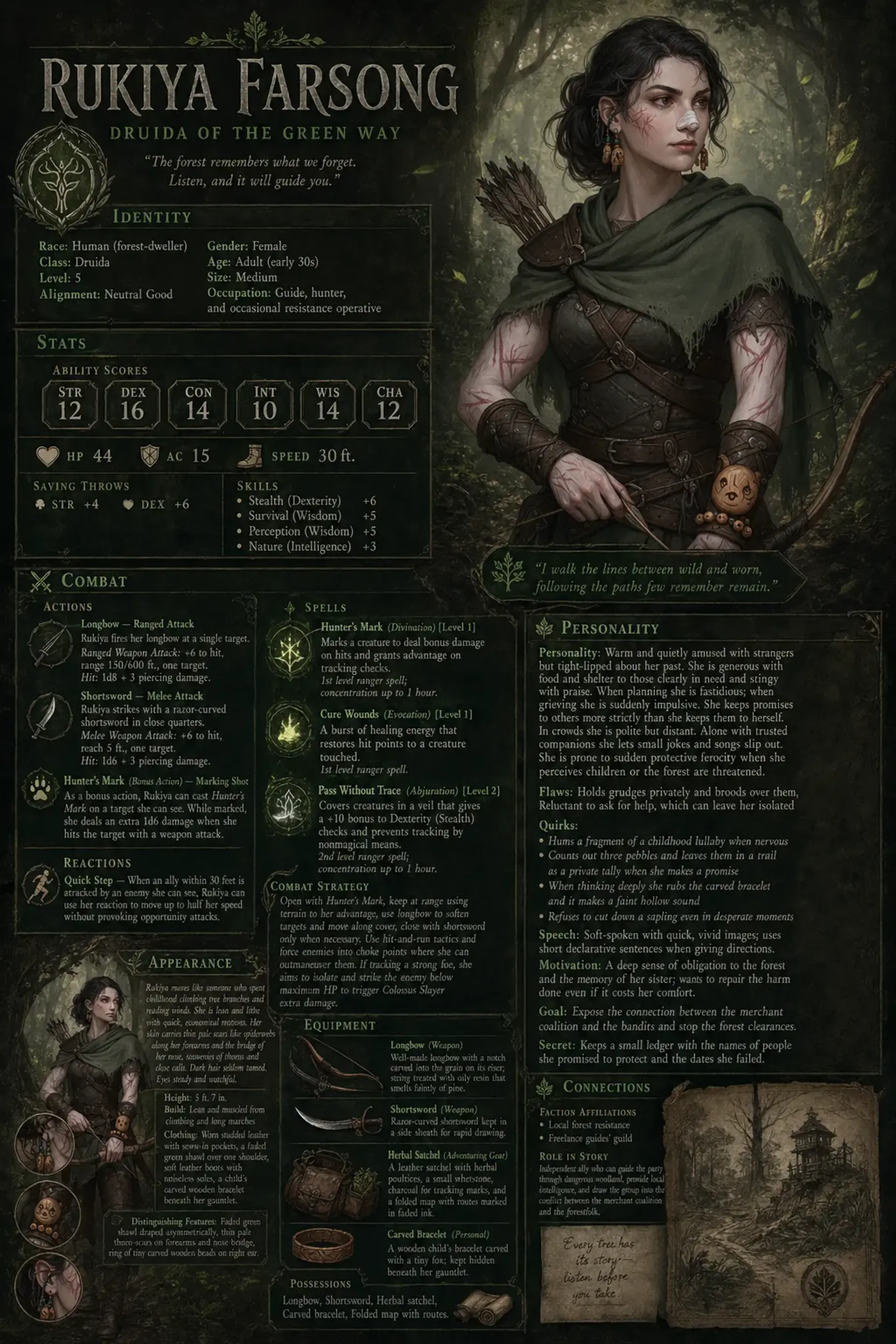Rukiya Farsong - AI-generated fantasy NPC