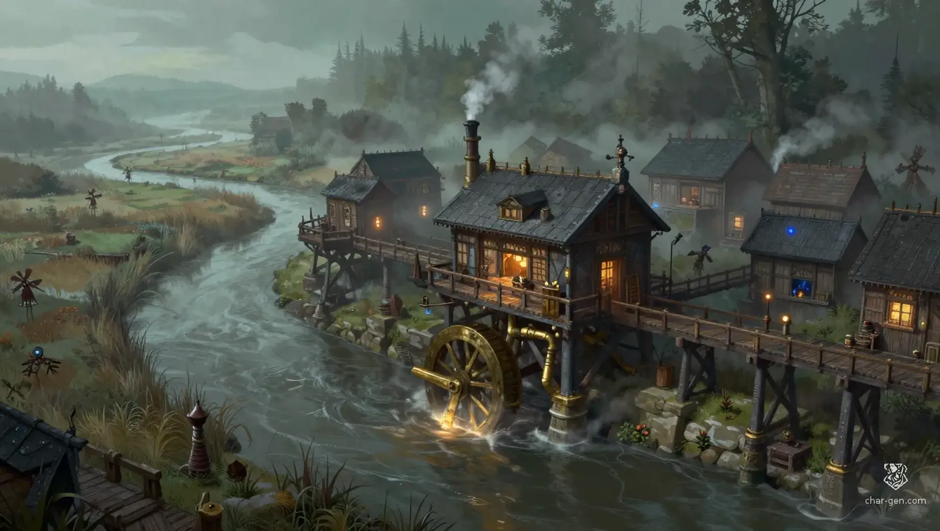 Rivetmeadow - AI-generated fantasy Settlement