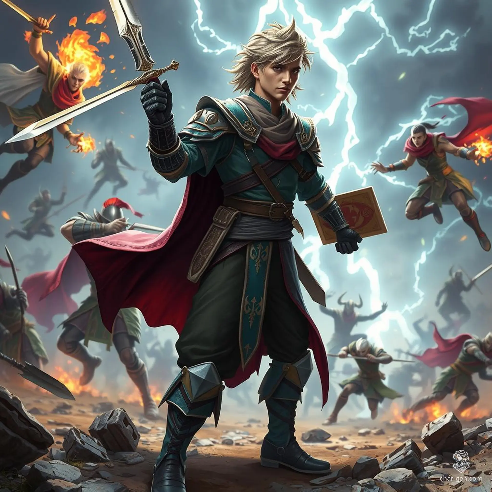 Valakhad, a tall and slim male Kalashtar with dual souls, excels as a wizard and military-trained sharpshooter. Orphaned young, he discovered his latent magical abilities with the guidance of mage Qibella Oakdream. Clad in enchanted garments, he wields a dagger and a staff, embodying intelligence and wisdom.