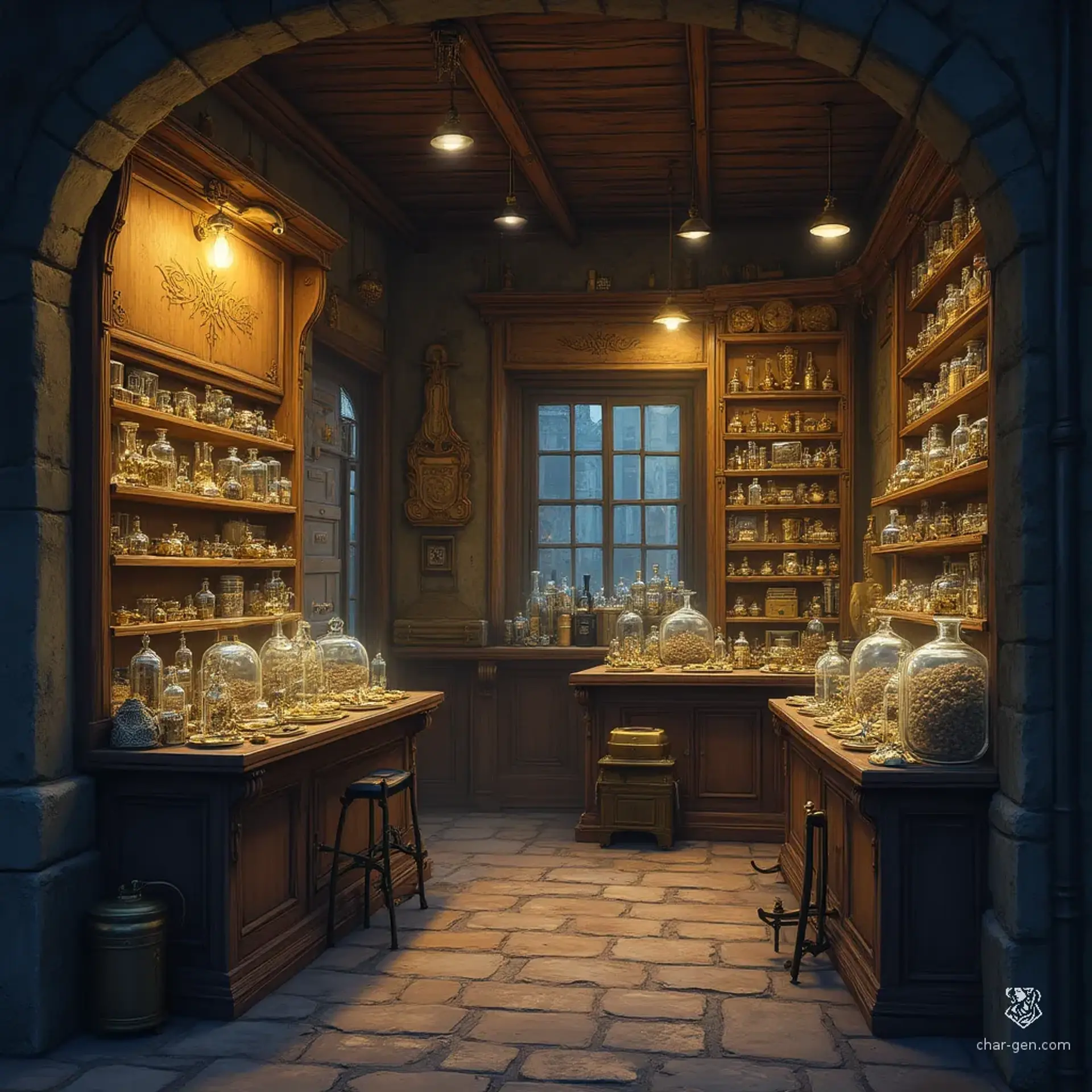 Finch & Son: Curiosities and Keepsakes - AI-generated fantasy Shop