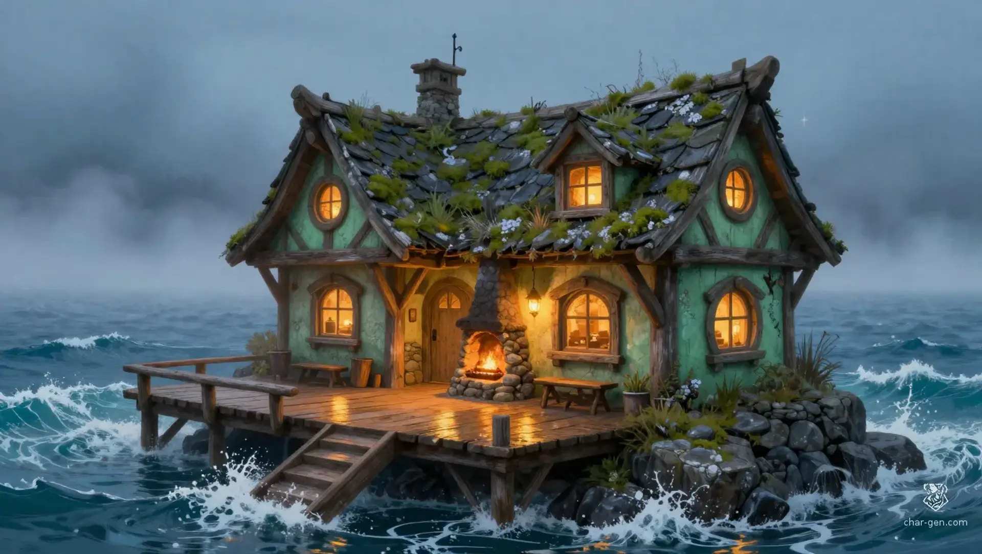 The Gull and Kettle - AI-generated fantasy Building
