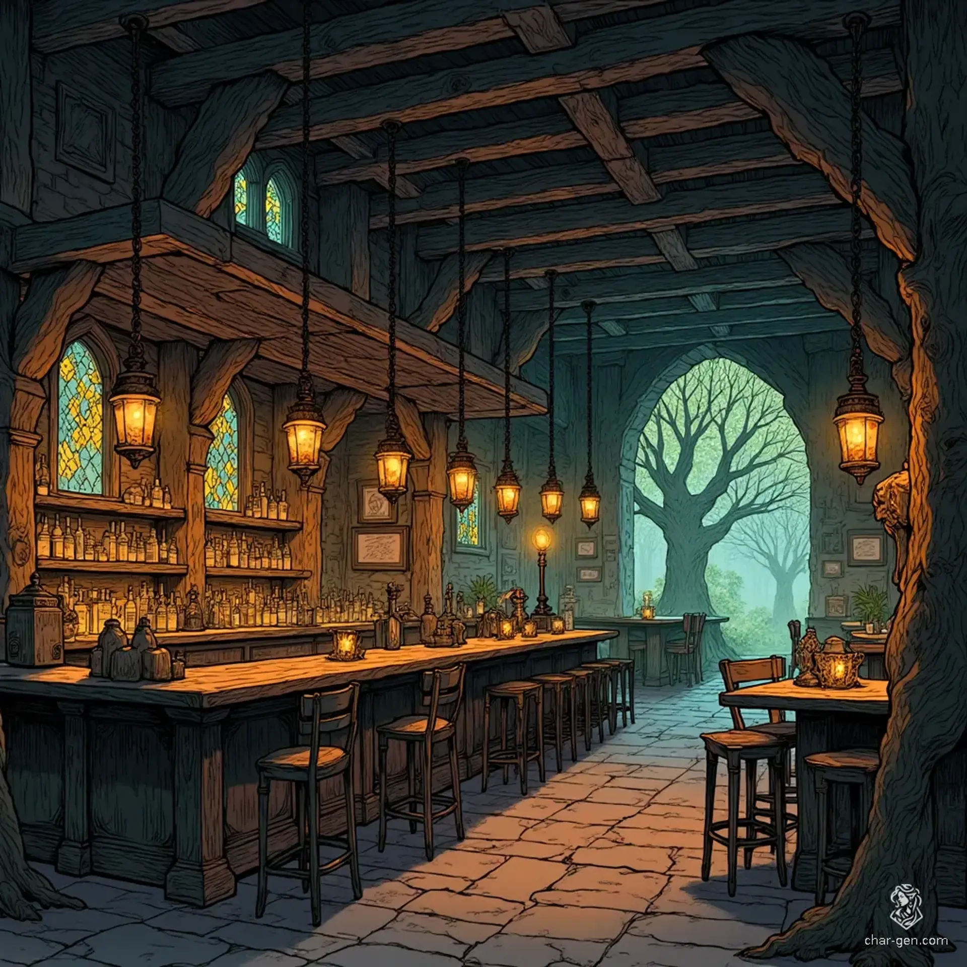 The Whispering Grove - AI-generated fantasy Tavern