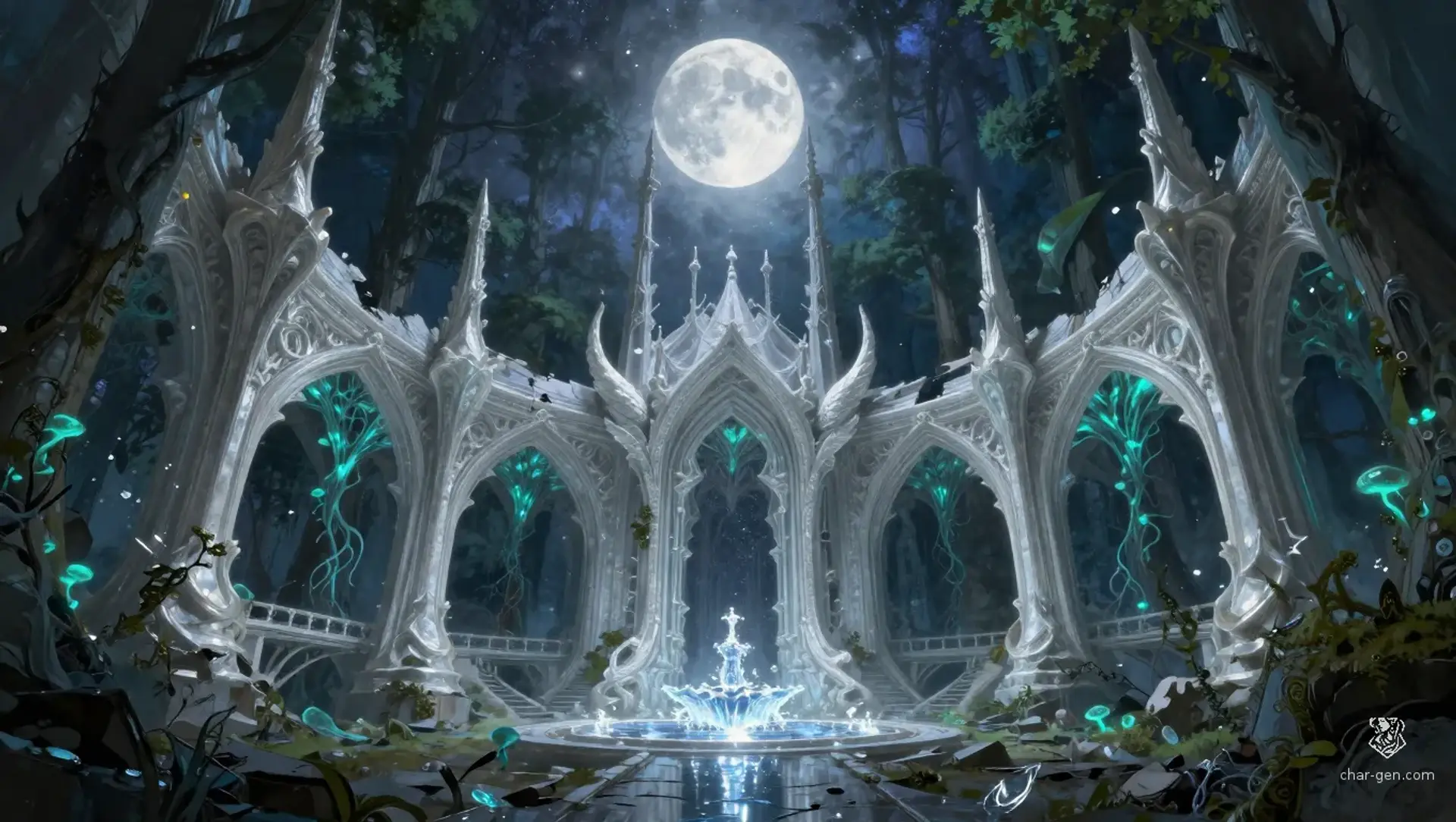 Moonlit Ruins - AI-generated fantasy Building