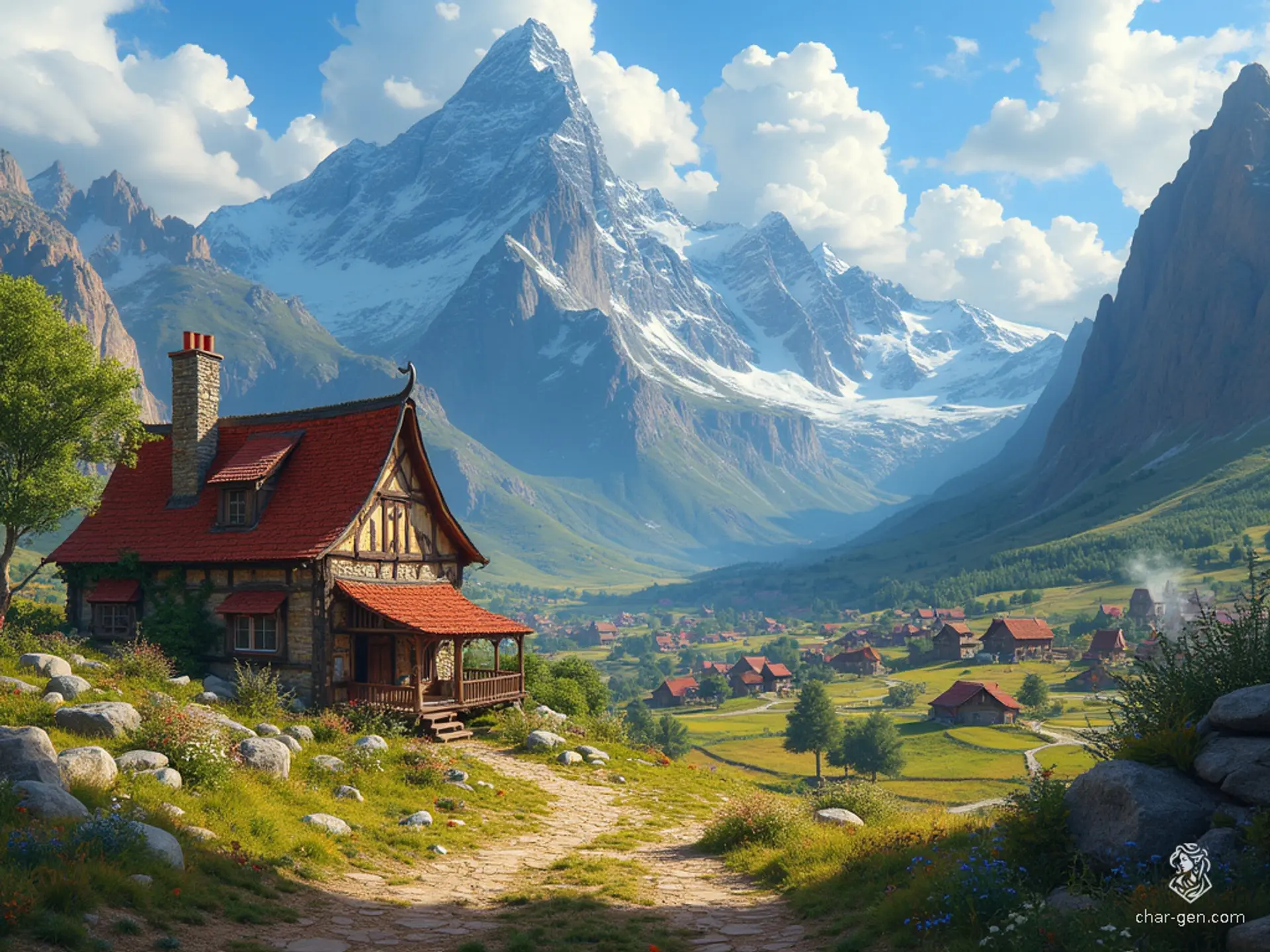 Nestled against the rugged Sword Mountains, Phandalin merges rustic charm with untamed wilderness. Stone cottages and fertile farms dot the landscape, juxtaposed with the intriguing ruins of an ancient town, creating a captivating blend of history and frontier life.
