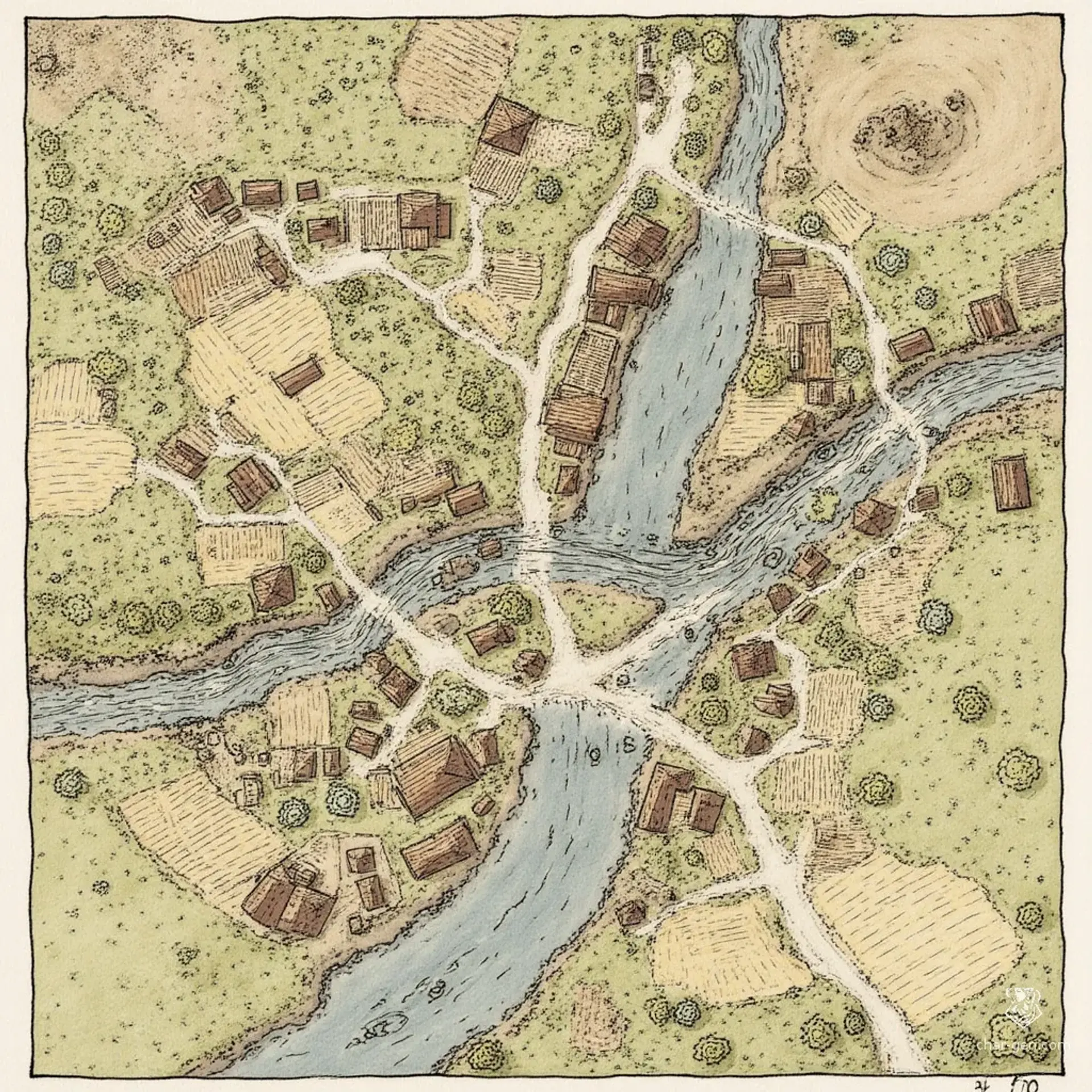 Ashfall Village - AI-generated fantasy Settlement
