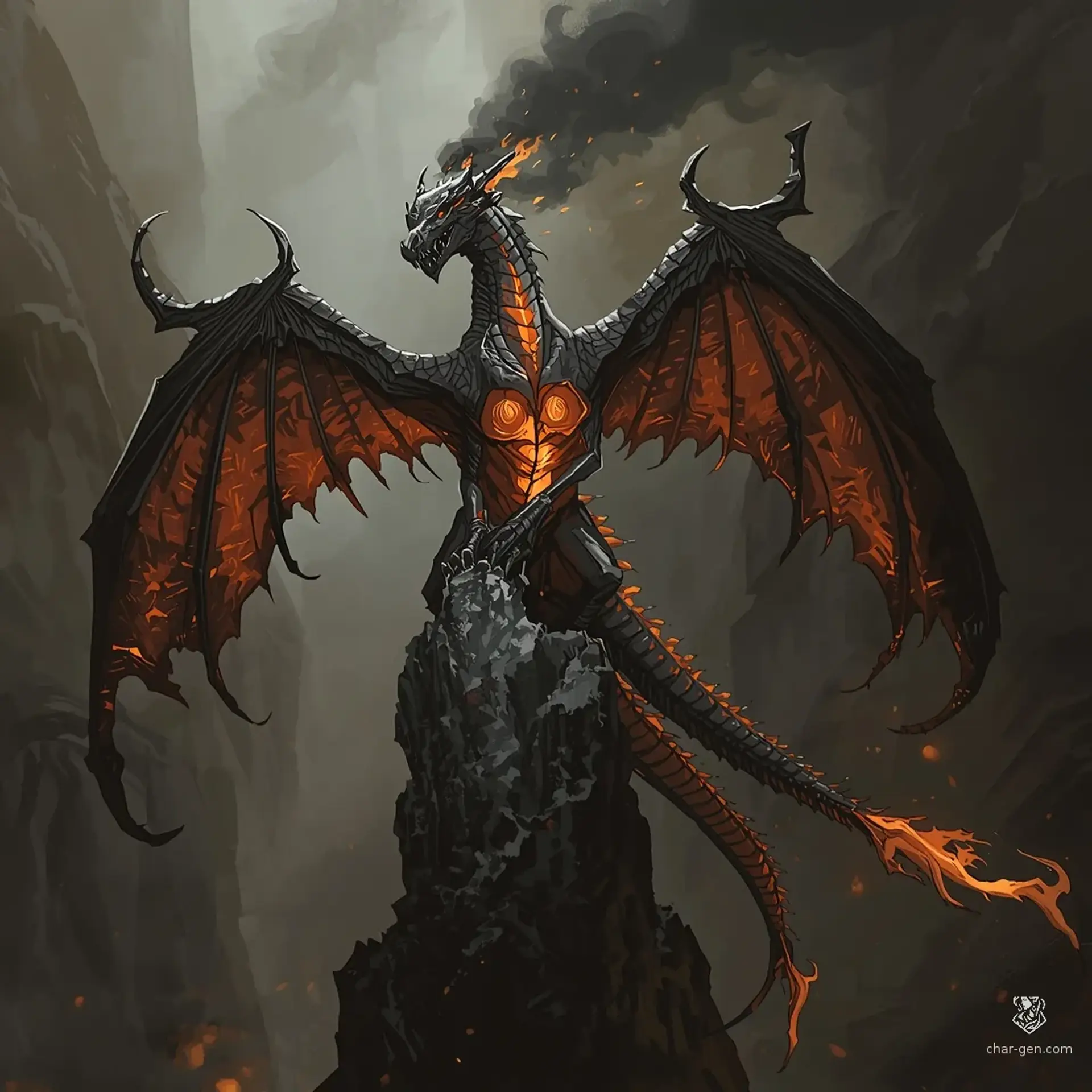 Cinder-Wing Wyvern - AI-generated fantasy Monster