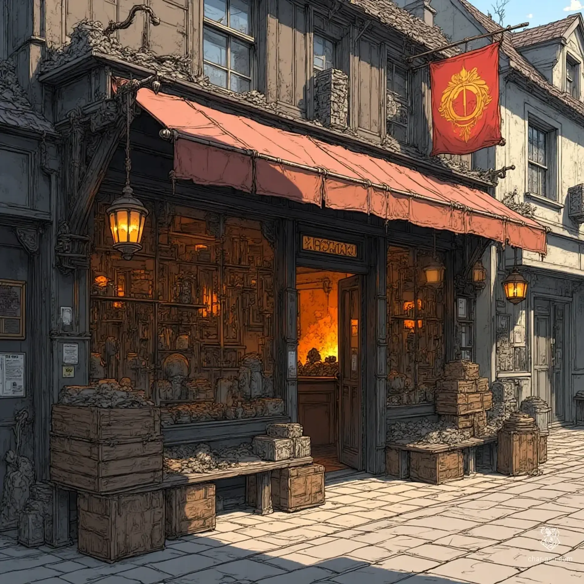 Thava's Smelt & Sundry (The Bloomery Yard) - AI-generated fantasy Shop