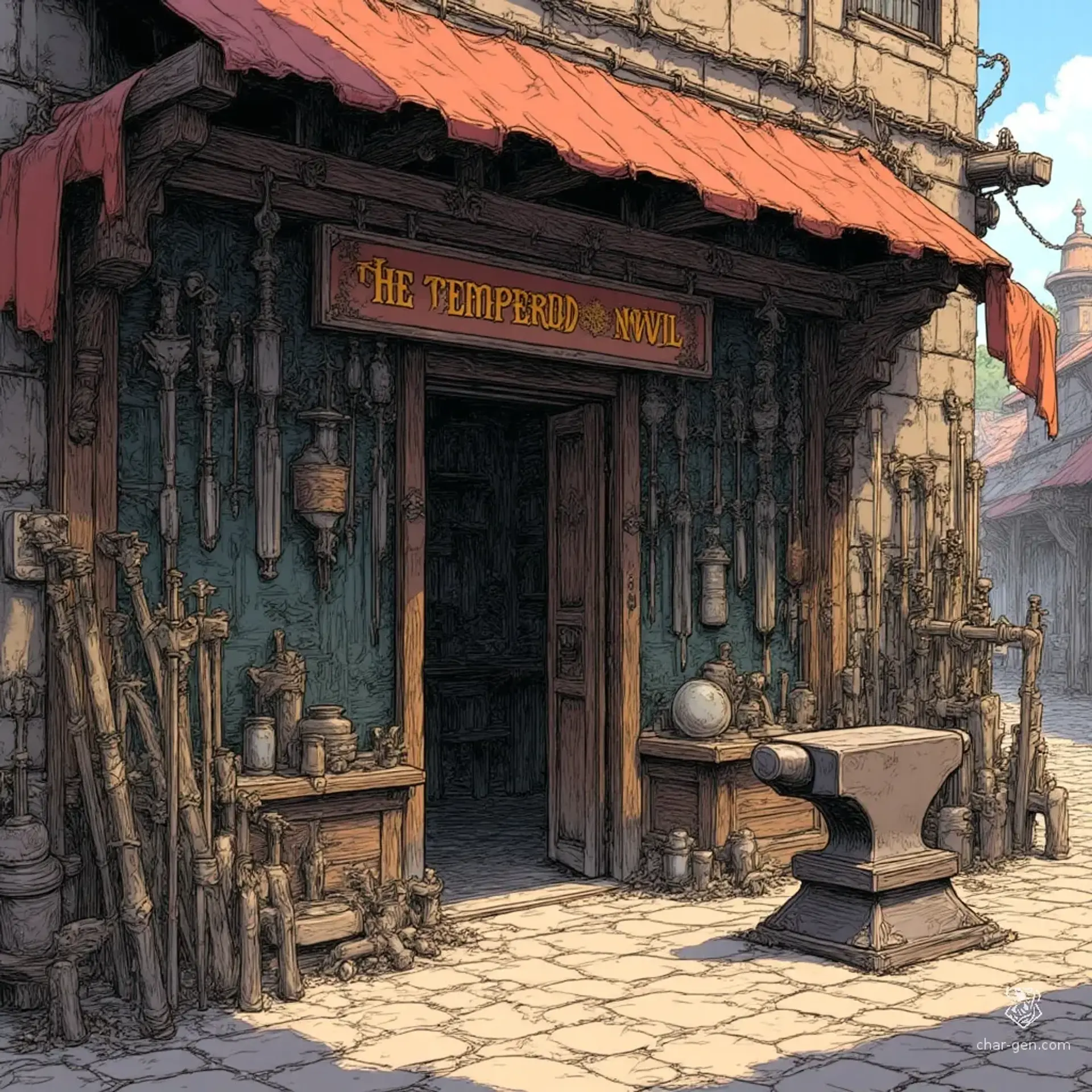 The Tempered Anvil - AI-generated fantasy Shop