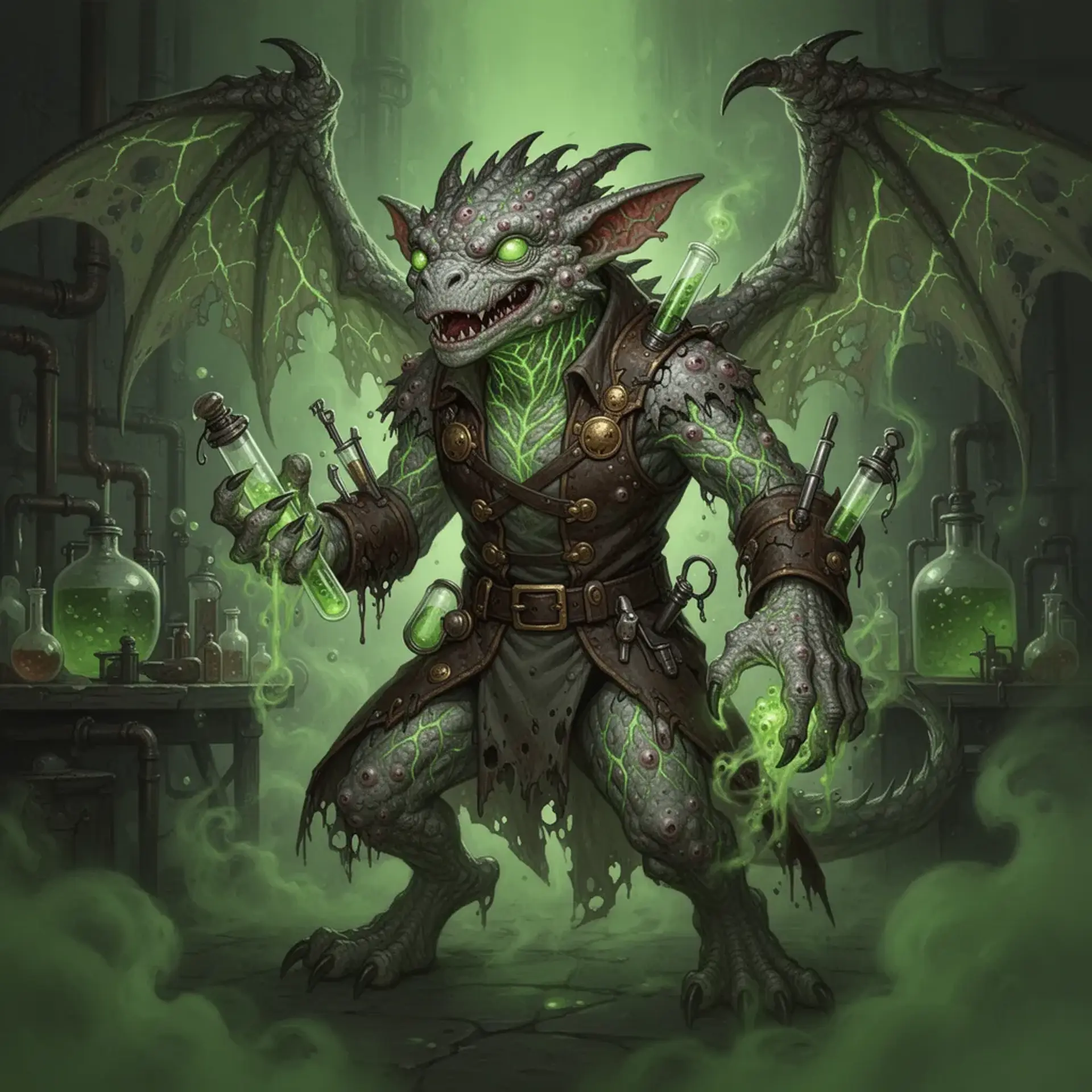 Soxic Salla, Green-Mist Alchemist - AI-generated fantasy Monster