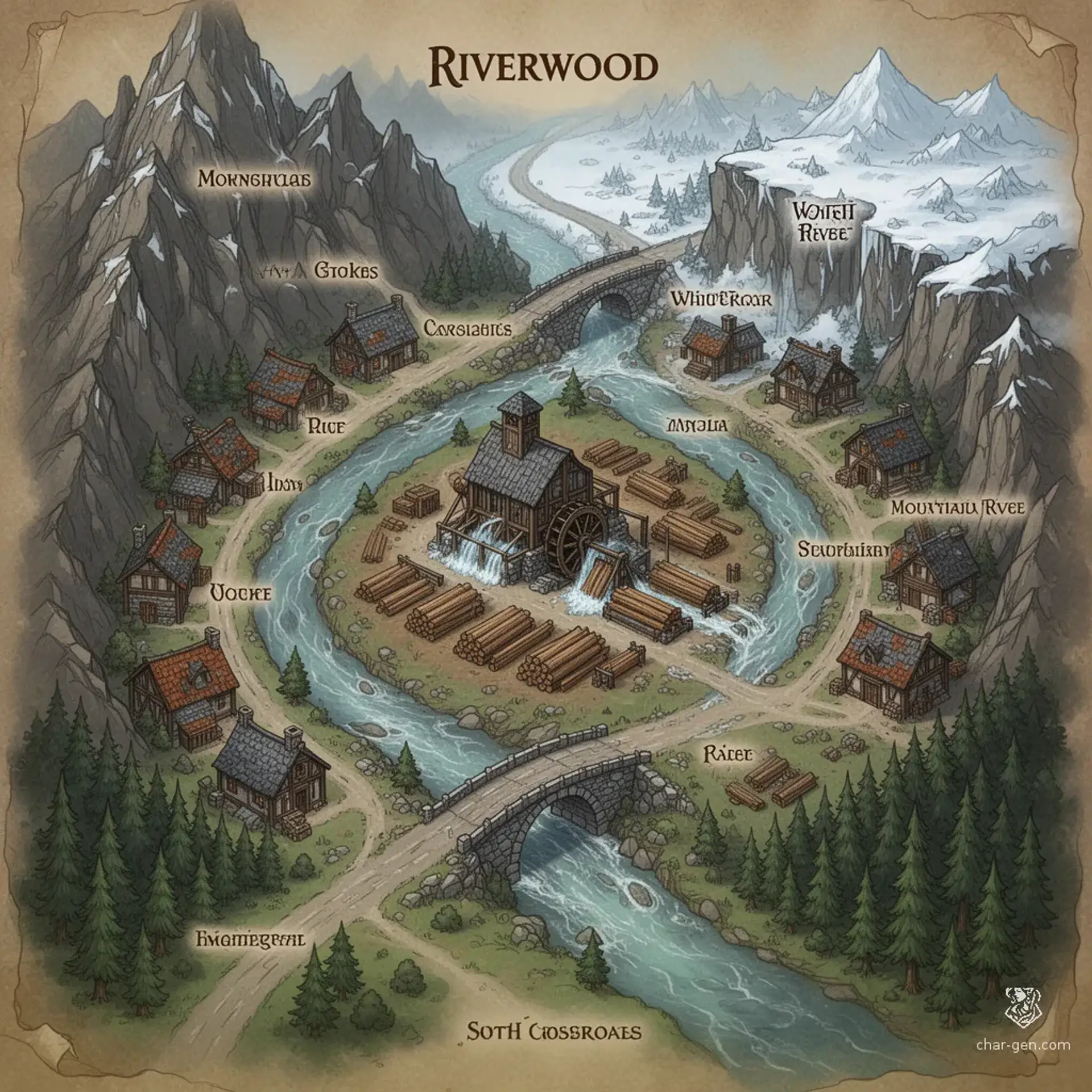 Riverwood - AI-generated fantasy Settlement