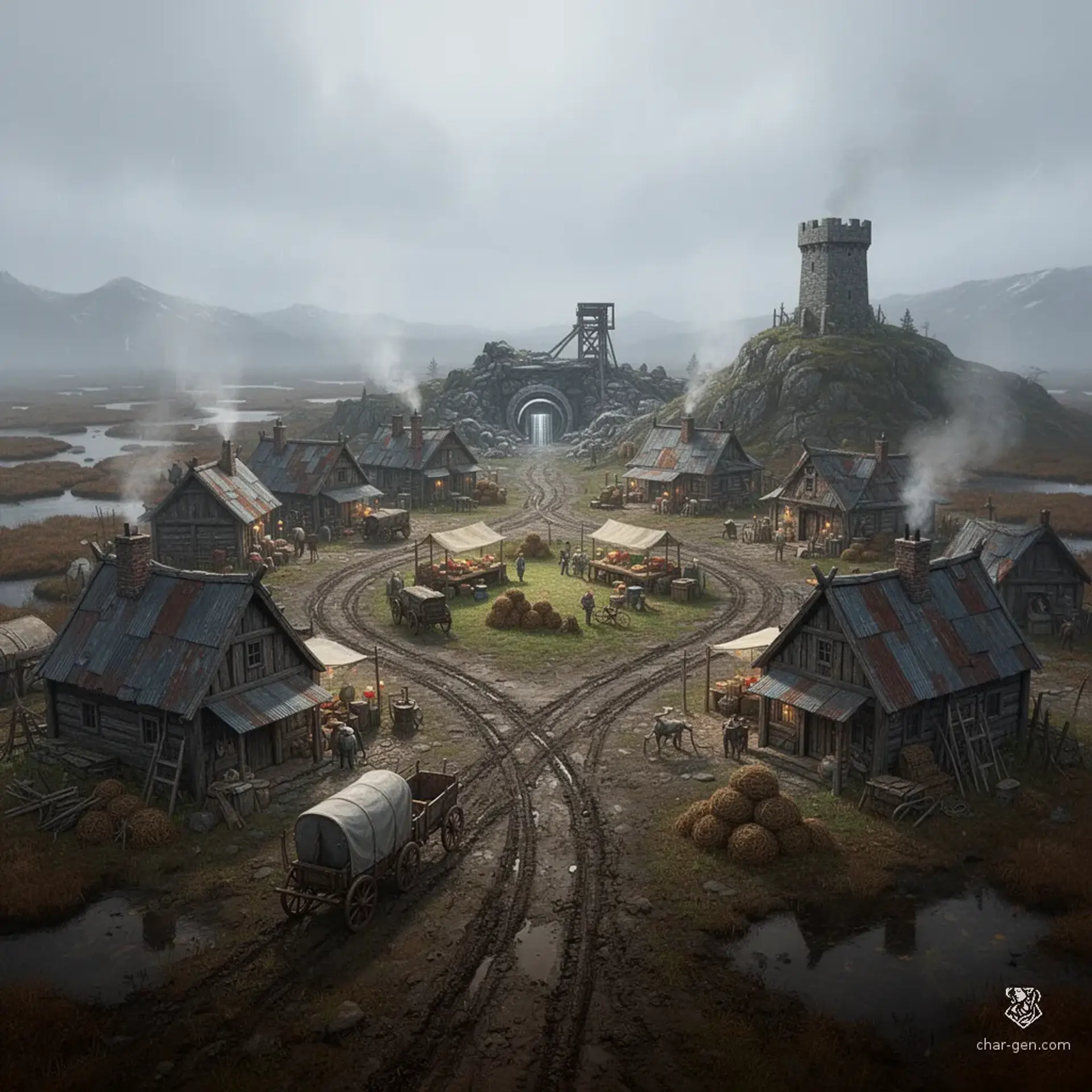 Fenmark Cross - AI-generated fantasy Settlement