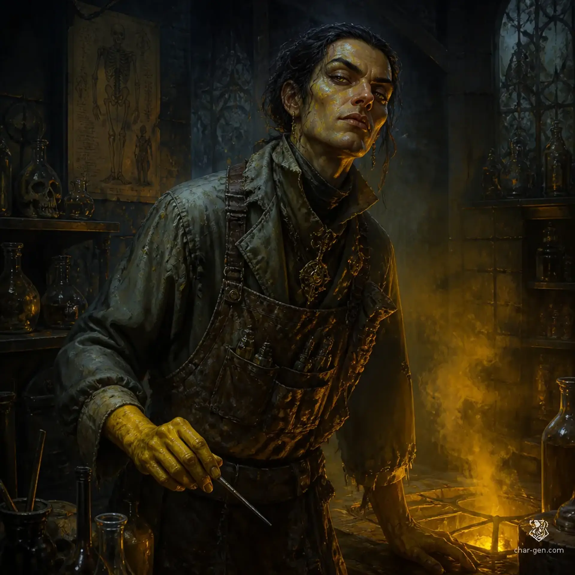 Zaria of the Yellow Stain - AI-generated fantasy NPC