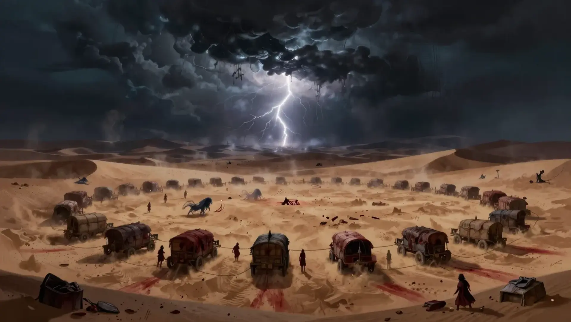 Blood in the Sand: Storm of Shadows in the Verulana Oasis - AI-generated fantasy Quest