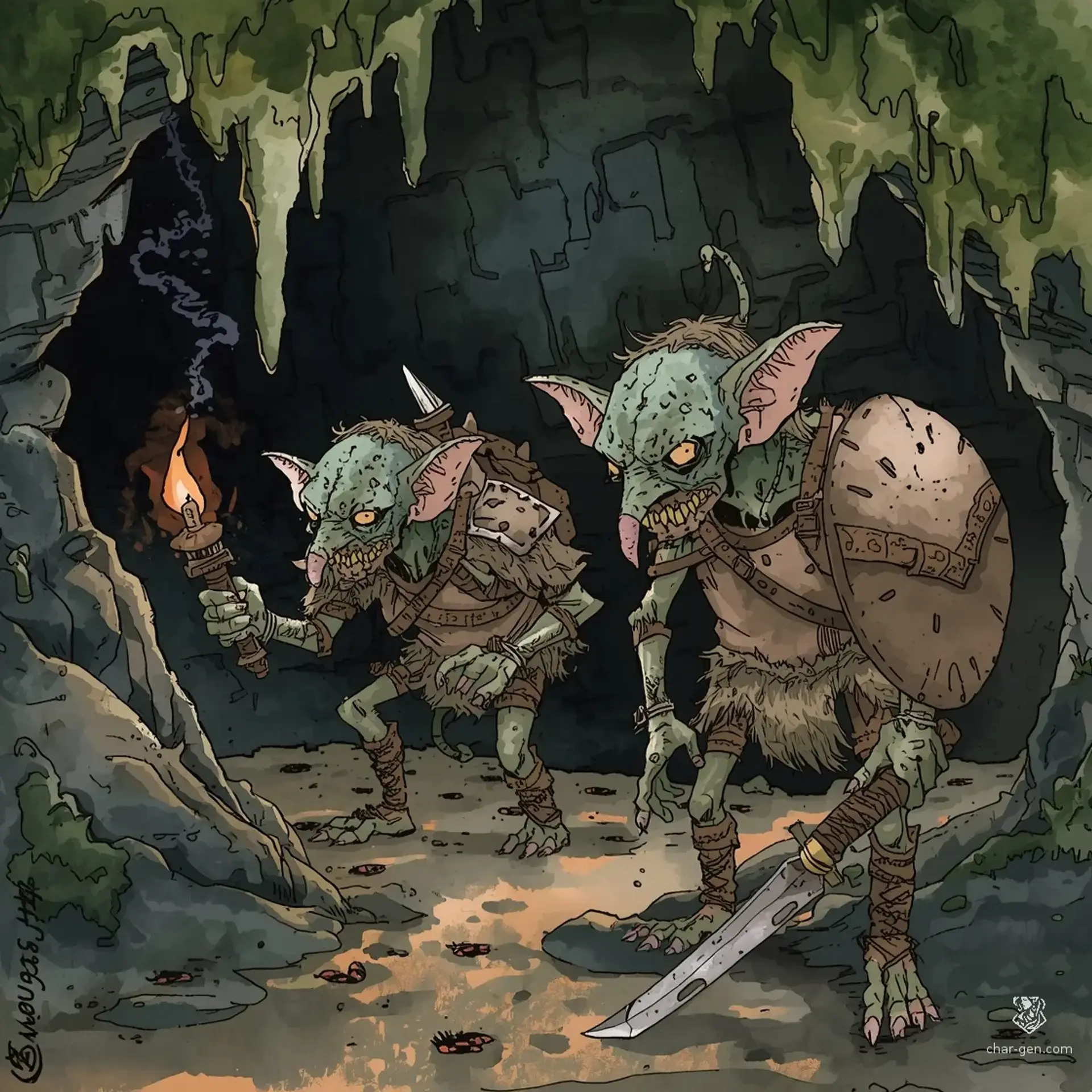 Bitterroot Grotto Goblin Patrol - AI-generated fantasy Monster