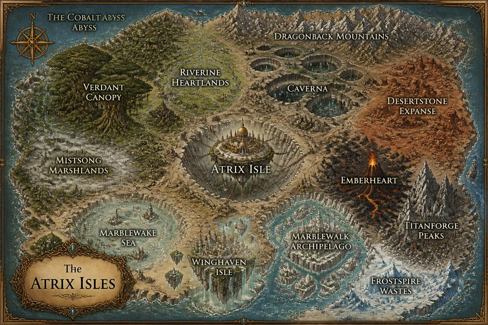 The Atrix Isles - AI-generated fantasy World