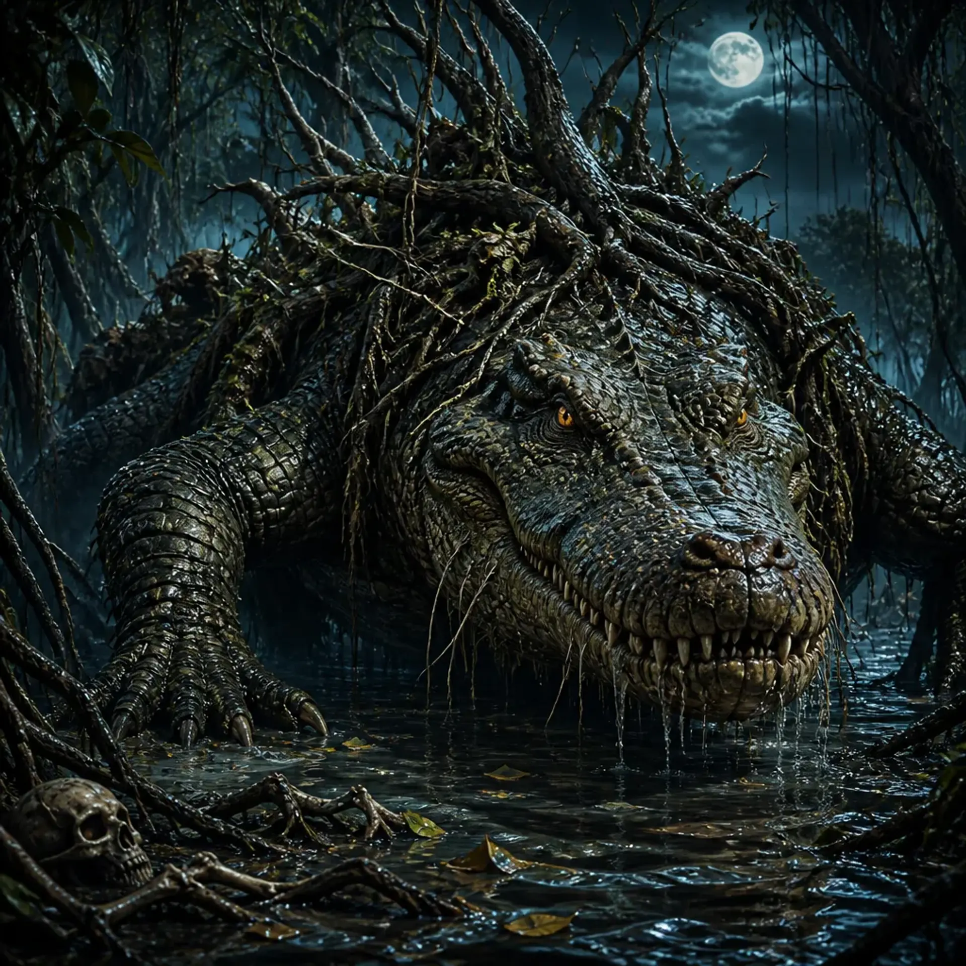 Rootmaw Crocodilian - AI-generated fantasy Monster