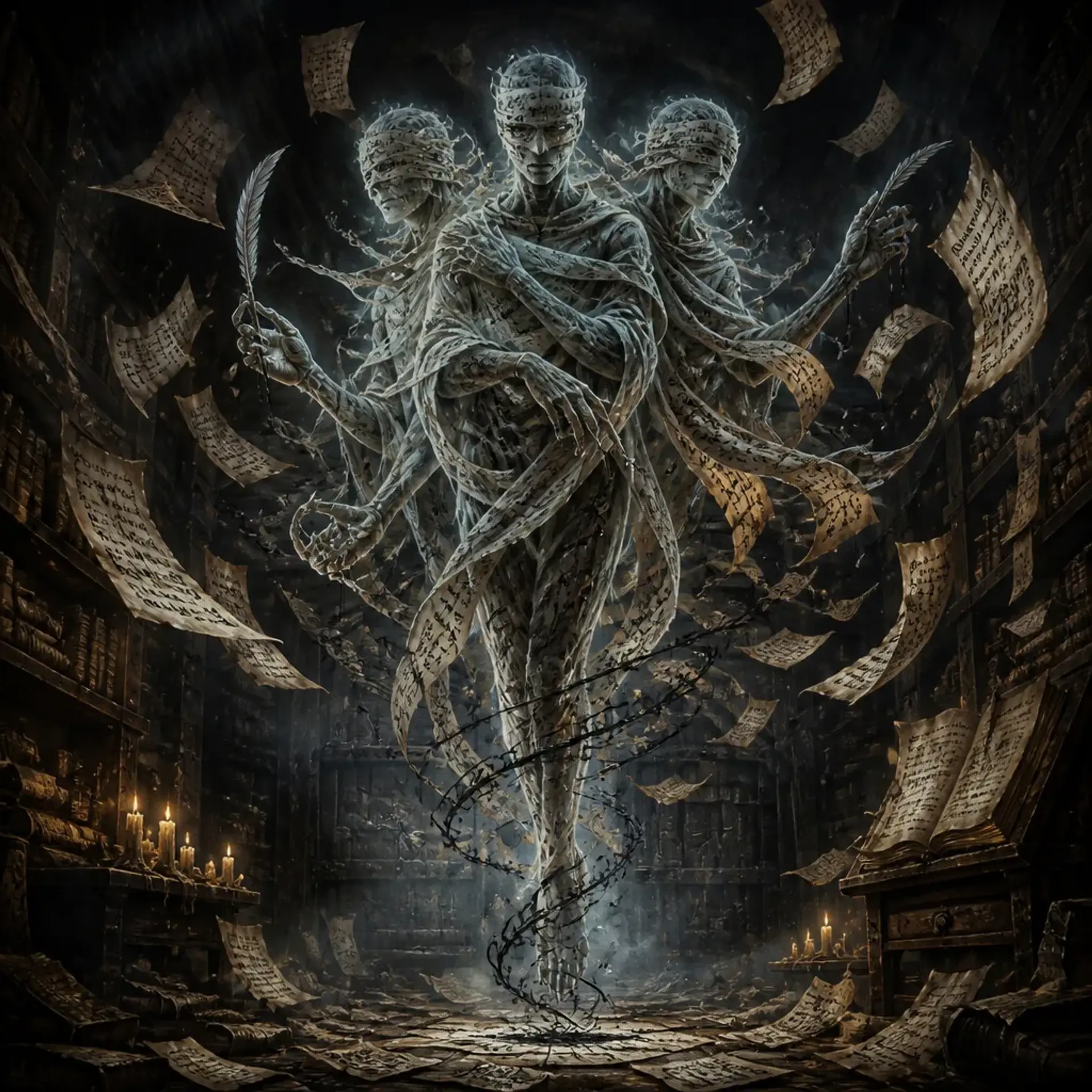 Bound Spirit Scribes - AI-generated fantasy Monster