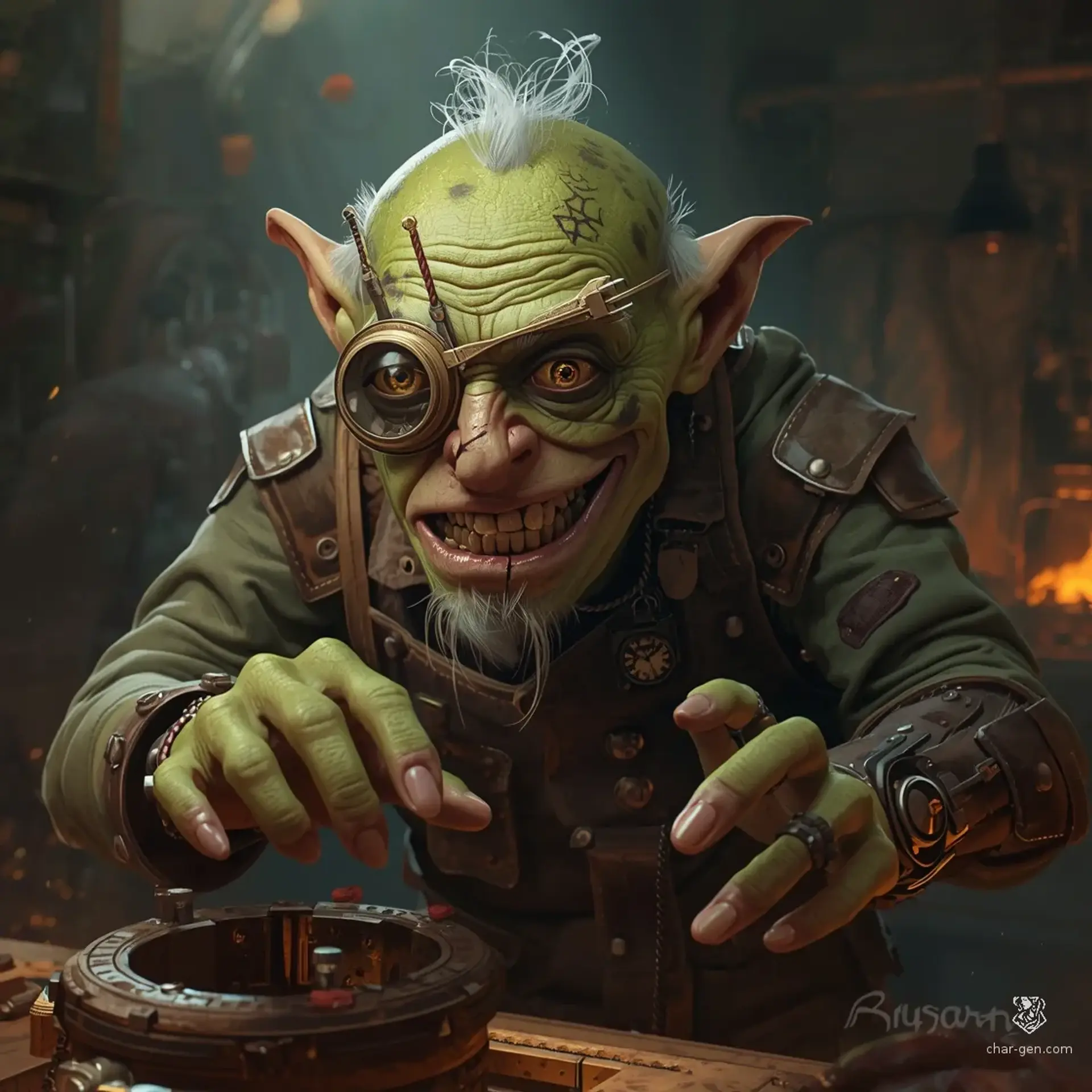Sallow Three-Tooth Glintgrinder - AI-generated fantasy NPC