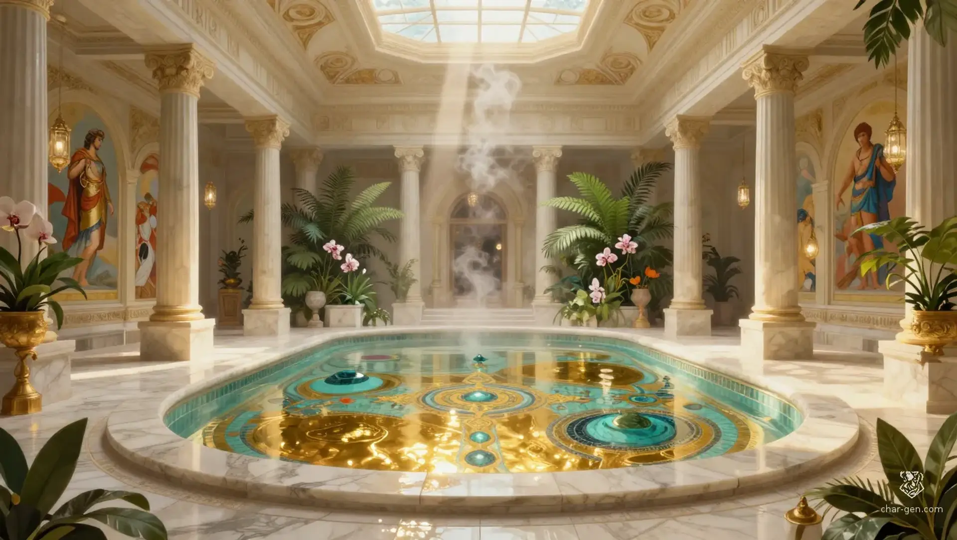The White Marble Baths - AI-generated fantasy Building