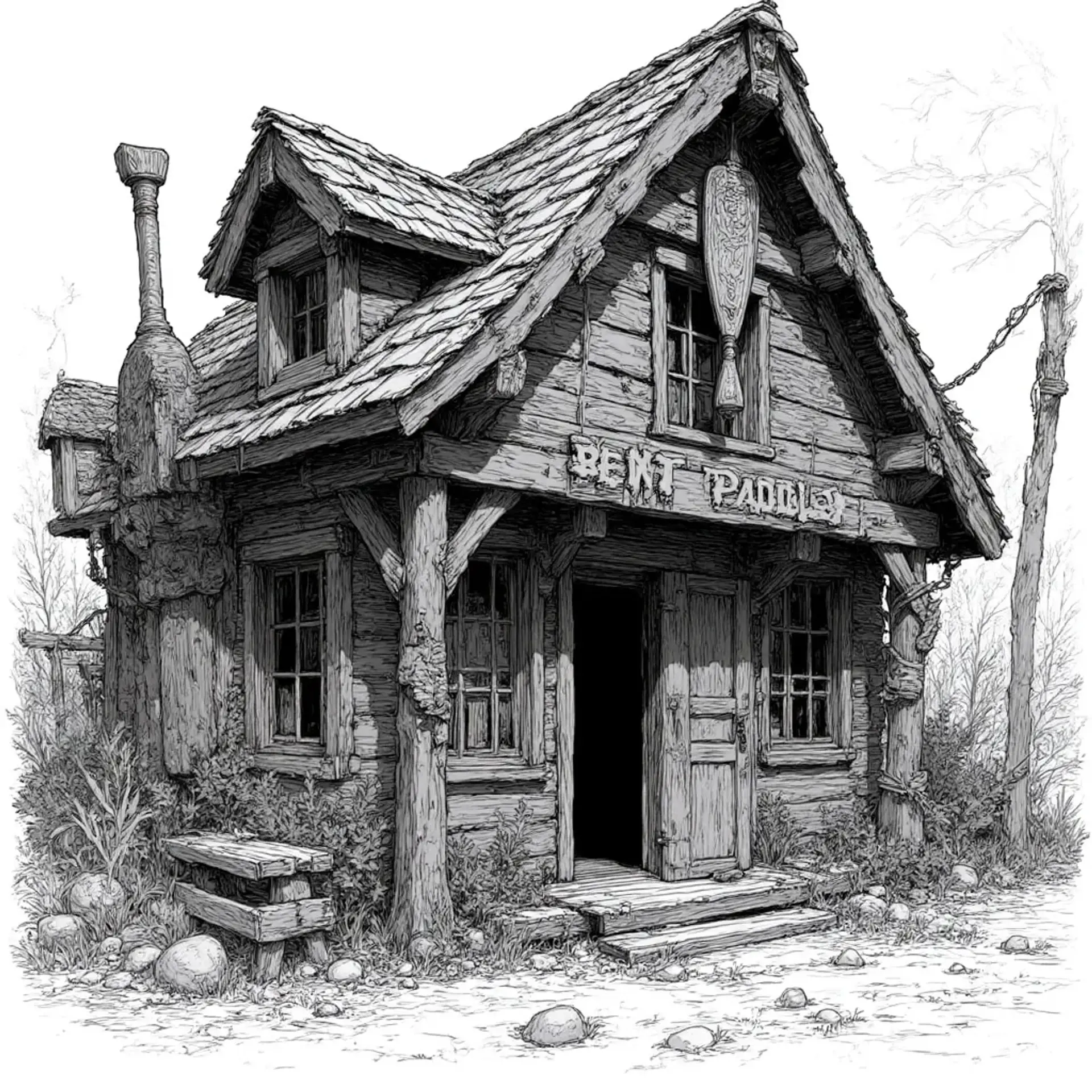 The Bent Paddle - AI-generated fantasy Tavern