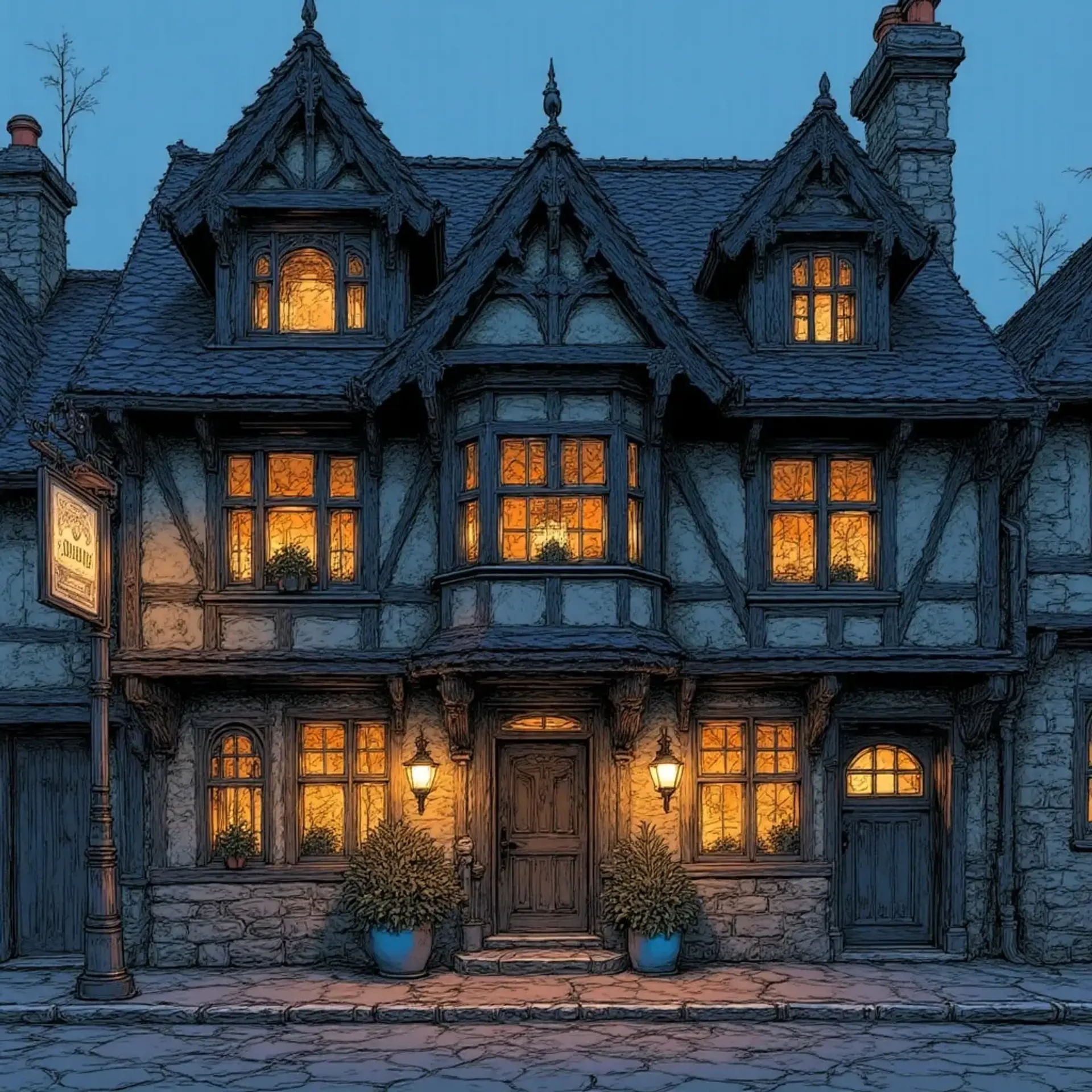 The Veiled Rest Inn - AI-generated fantasy Tavern