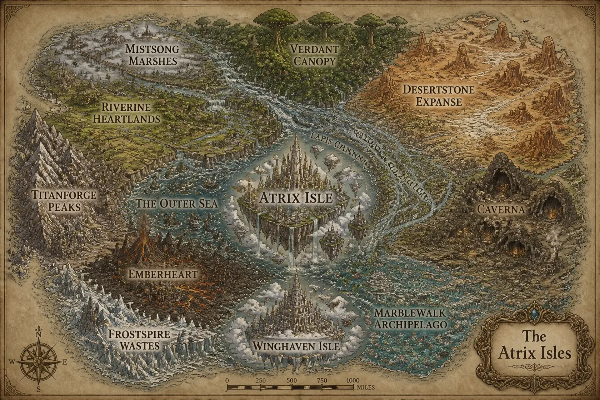 Atrix Isles - AI-generated fantasy World
