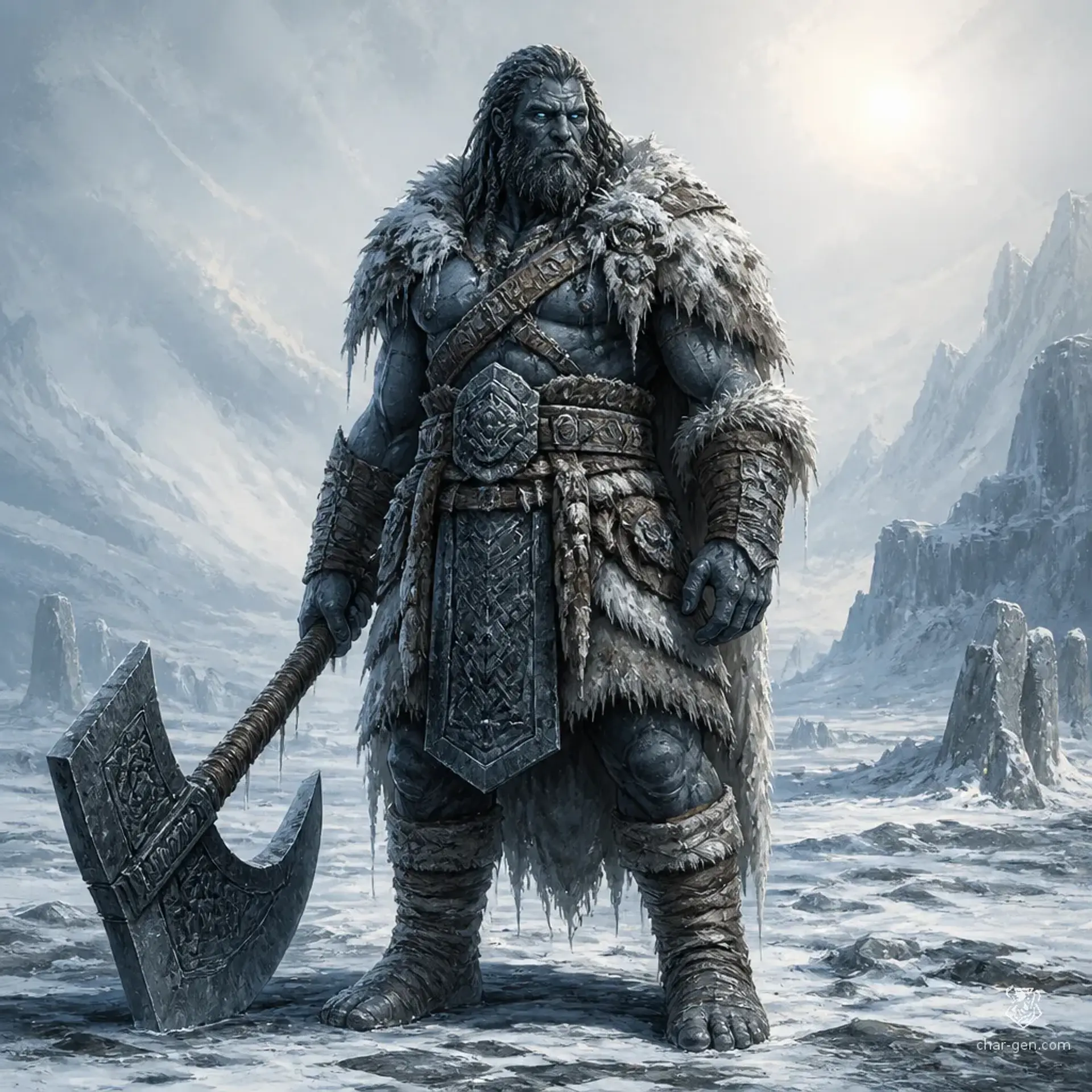 Glacial Jotun-kin - AI-generated fantasy Species