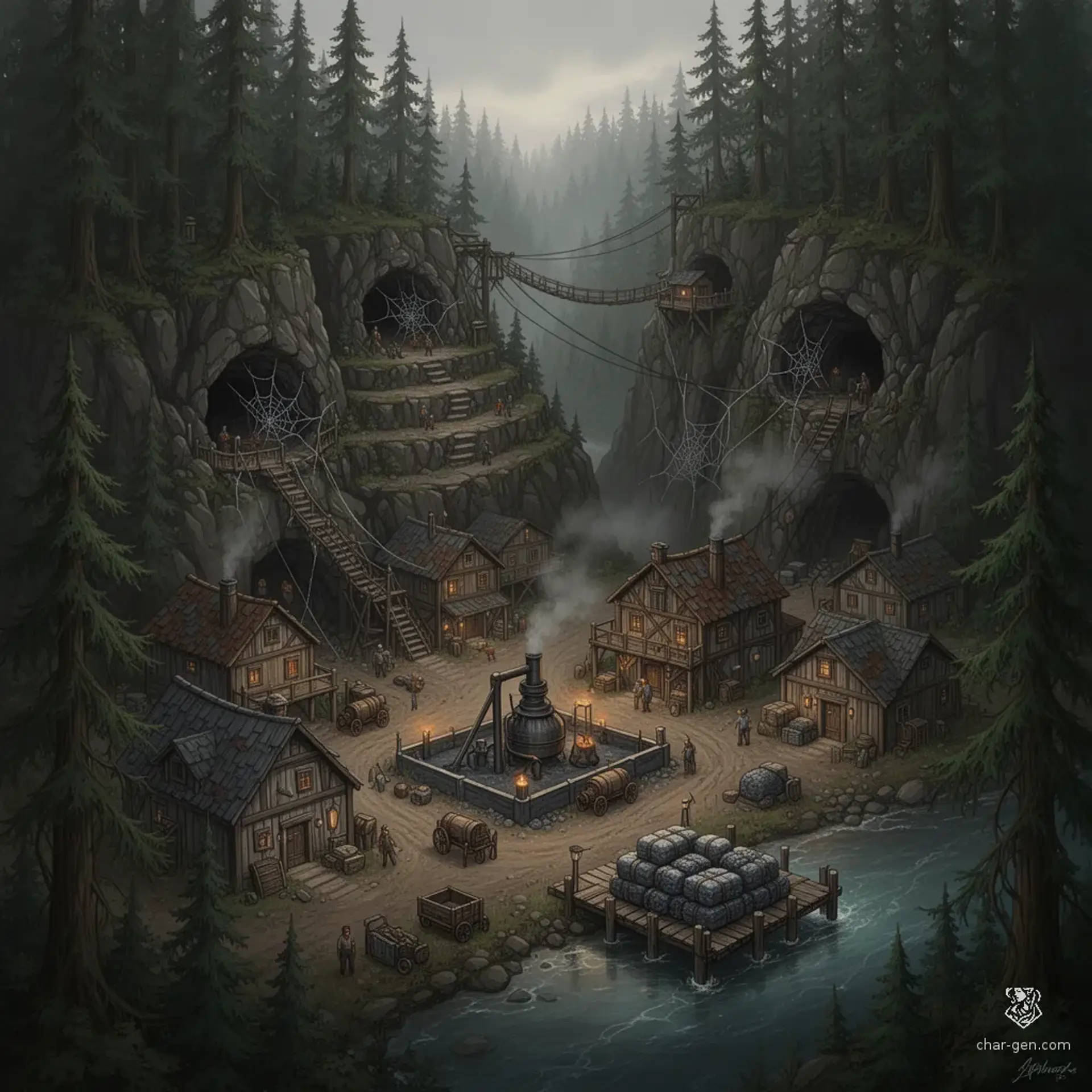 Ironroot Hollow - AI-generated fantasy Settlement