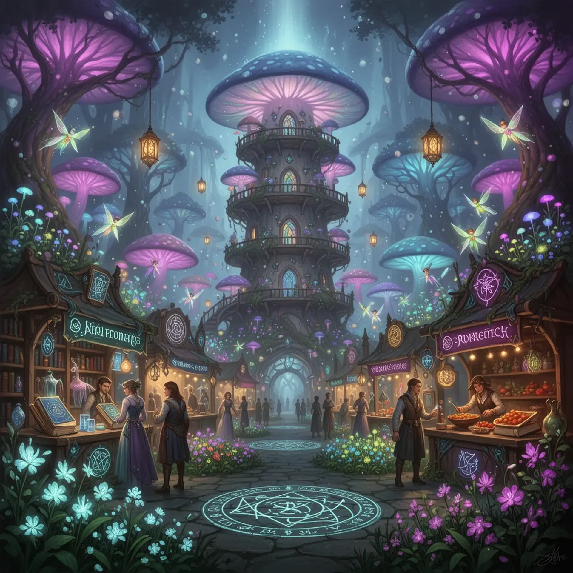 Shroomtopia 1 - AI-generated fantasy Settlement