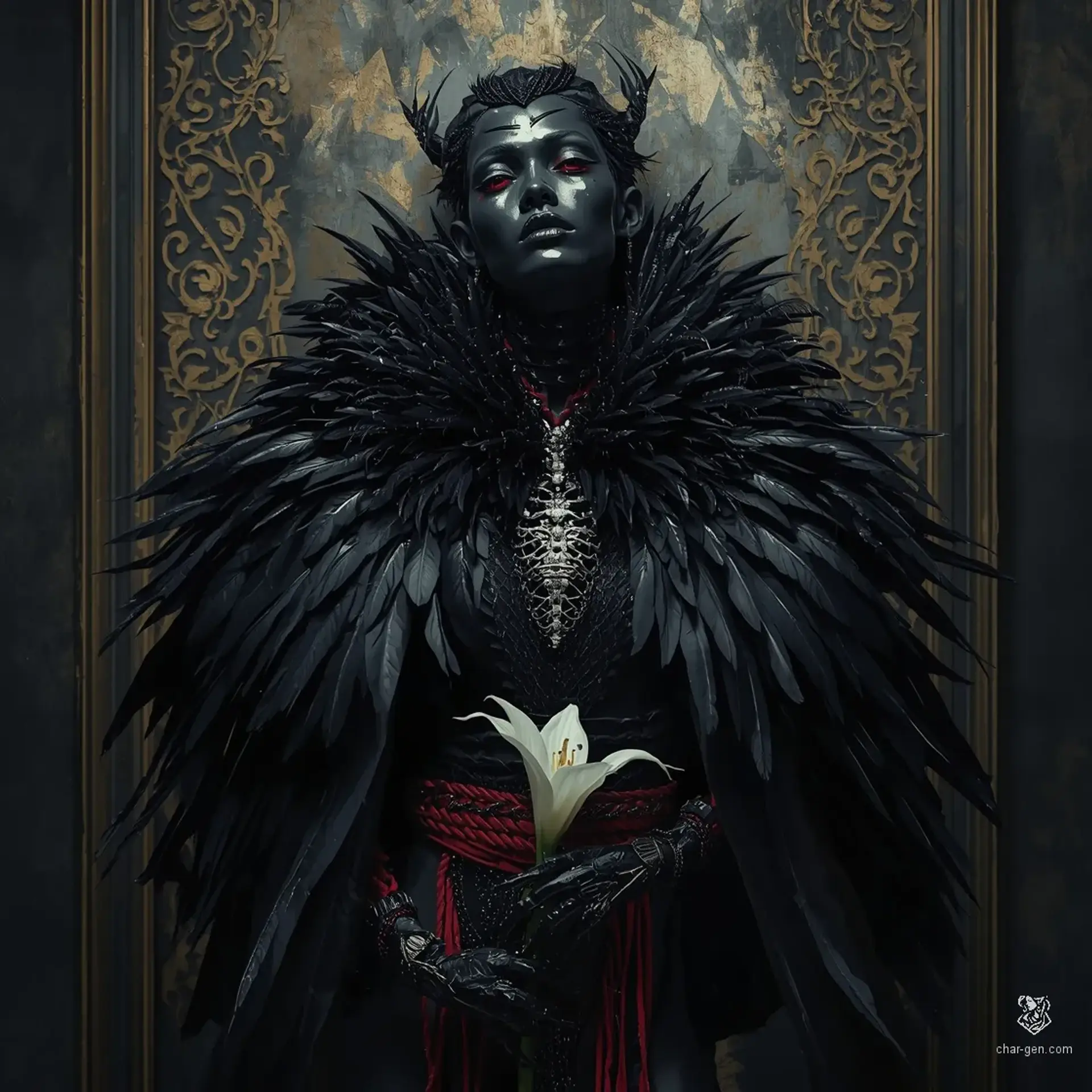 Morrisa, The Crow-Overseer - AI-generated fantasy NPC