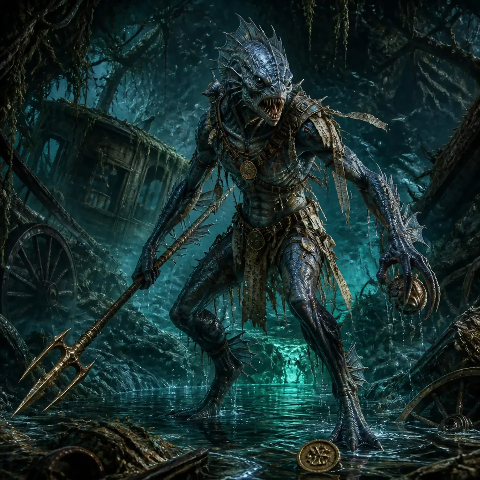 Sahuagin Reef Hunters - AI-generated fantasy Monster