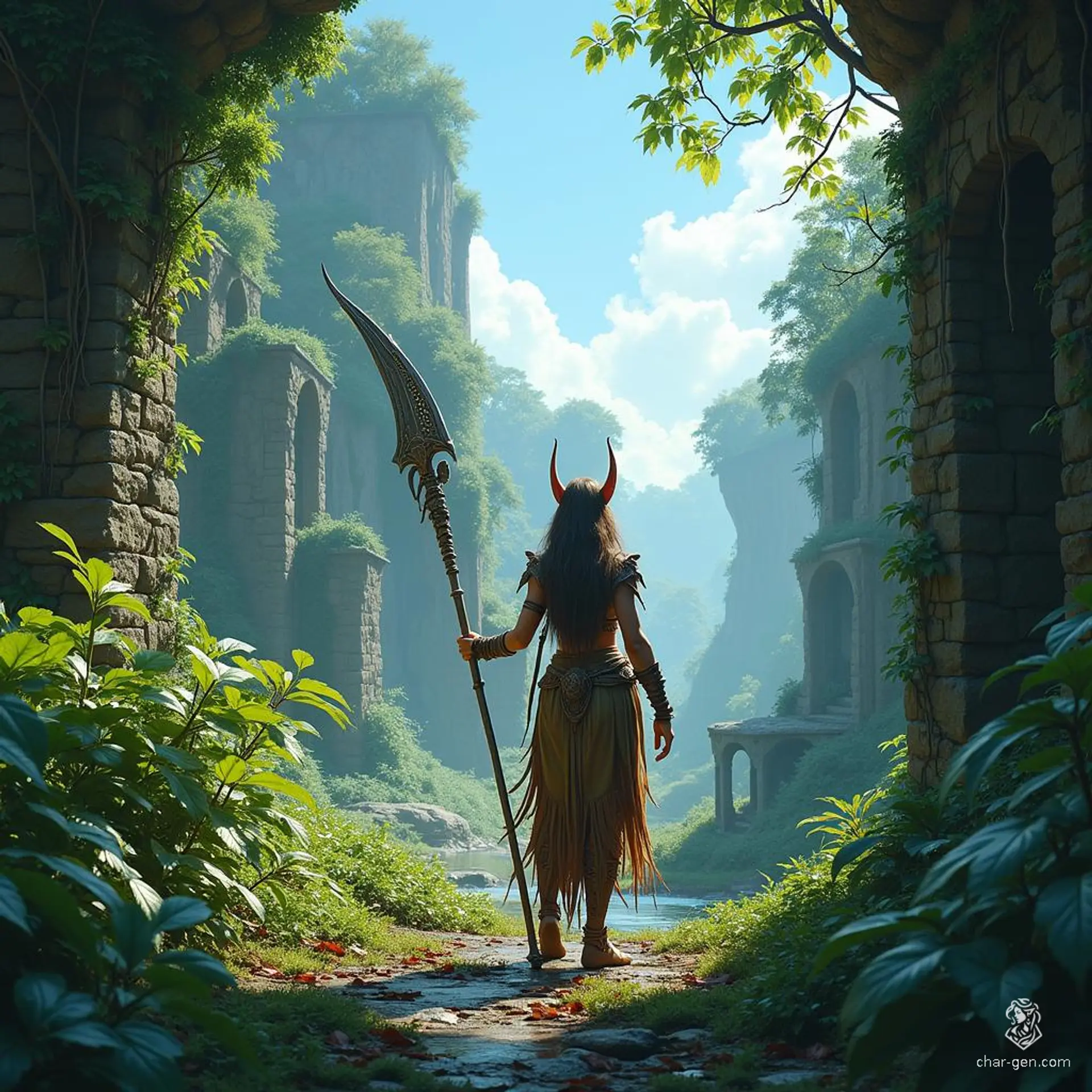 The Spiritborn druid, a nimble wood elf of medium build, wields a glaive with unwavering strength. Adorned in intricately detailed hides, they summon the earth's power alongside loyal animal companions, embodying harmony and wisdom in their lush, natural realm.