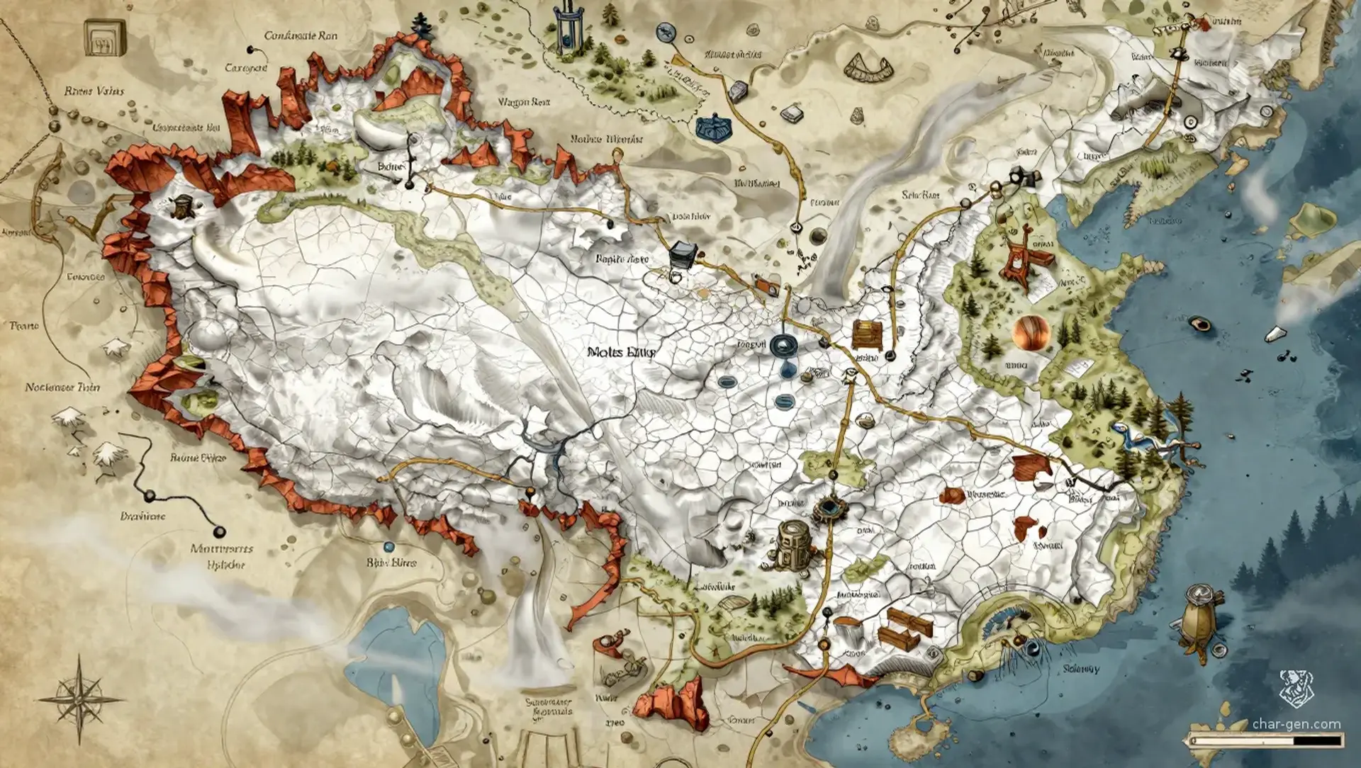 White Lung Basin - AI-generated fantasy Region