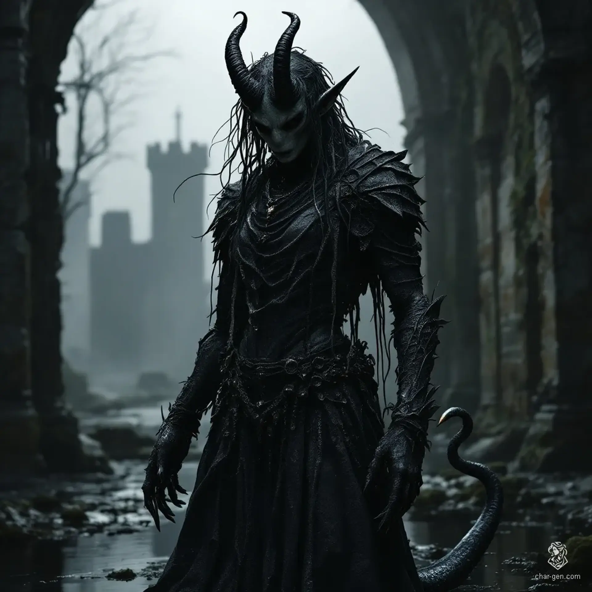 Hulgaz, the Tempter of Minauros, exudes a sinister allure from her swampy realm. Drenched in elegance, her matted hair and alluring yet fearsome visage hide bestial claws and a venomous tail. She weaves corruption through seductive promises, ensnaring vulnerable souls in a web of ruinous desires.