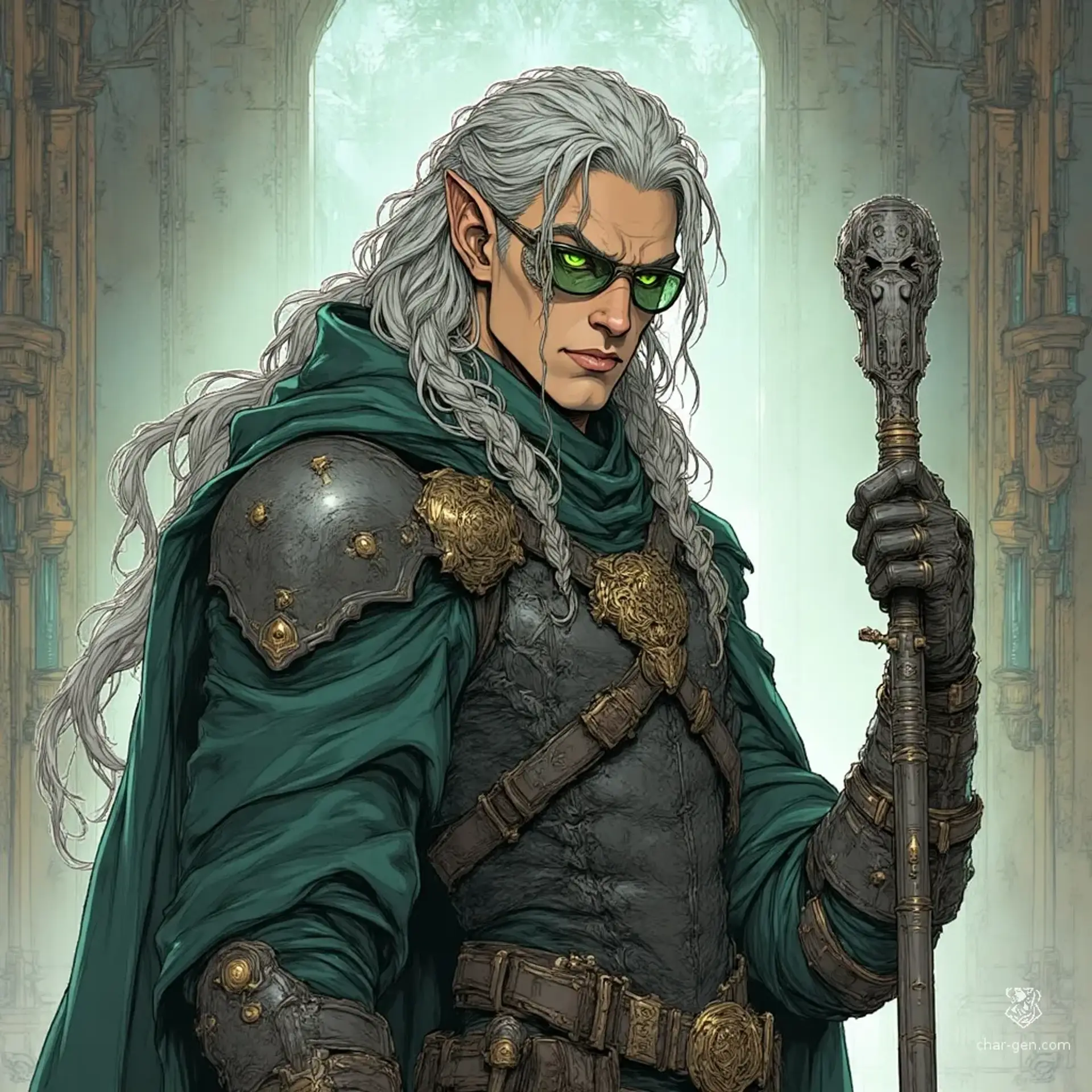 Formaion II Corcorum, the Steel Raven - AI-generated fantasy NPC