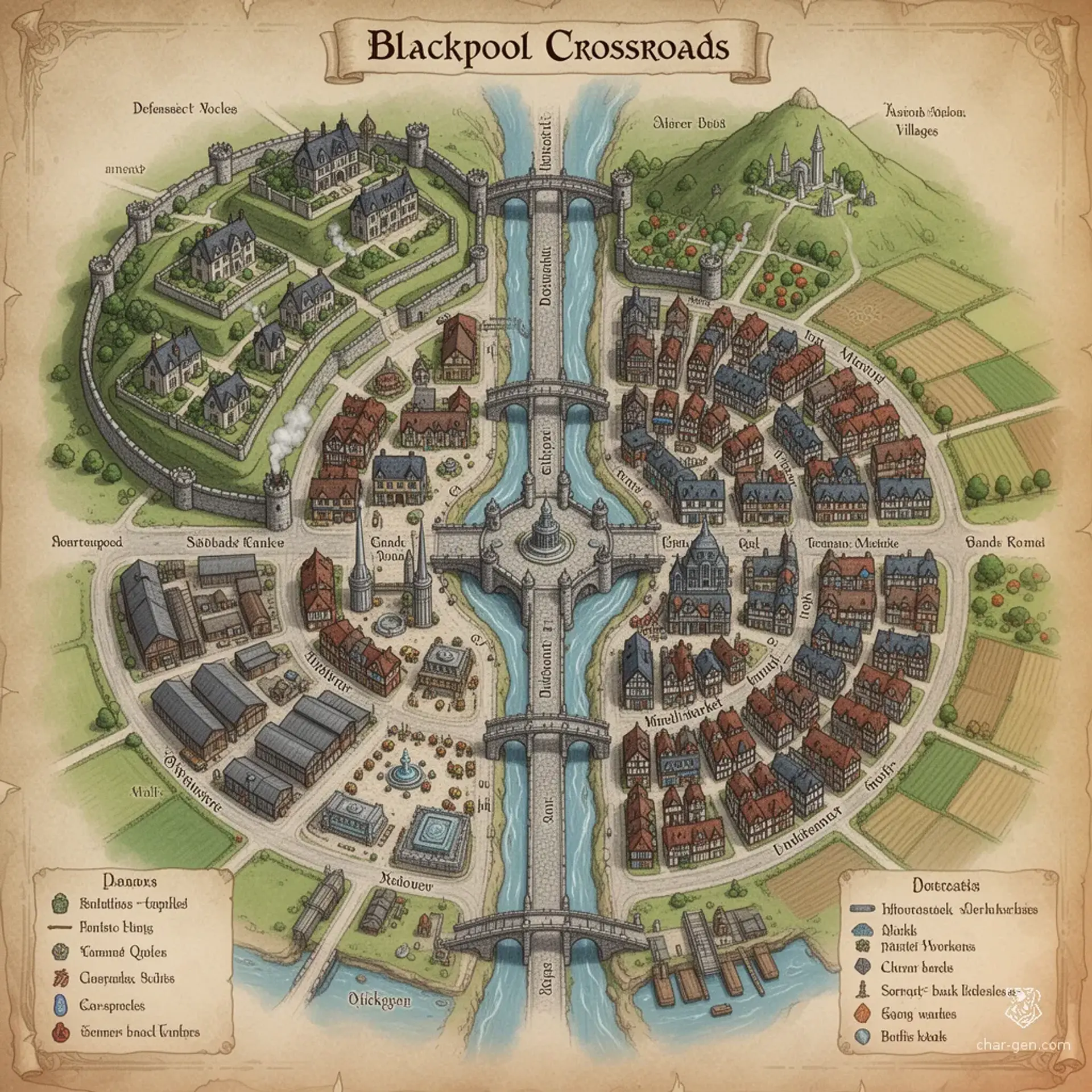 Blackpool Crossroads - AI-generated fantasy Settlement